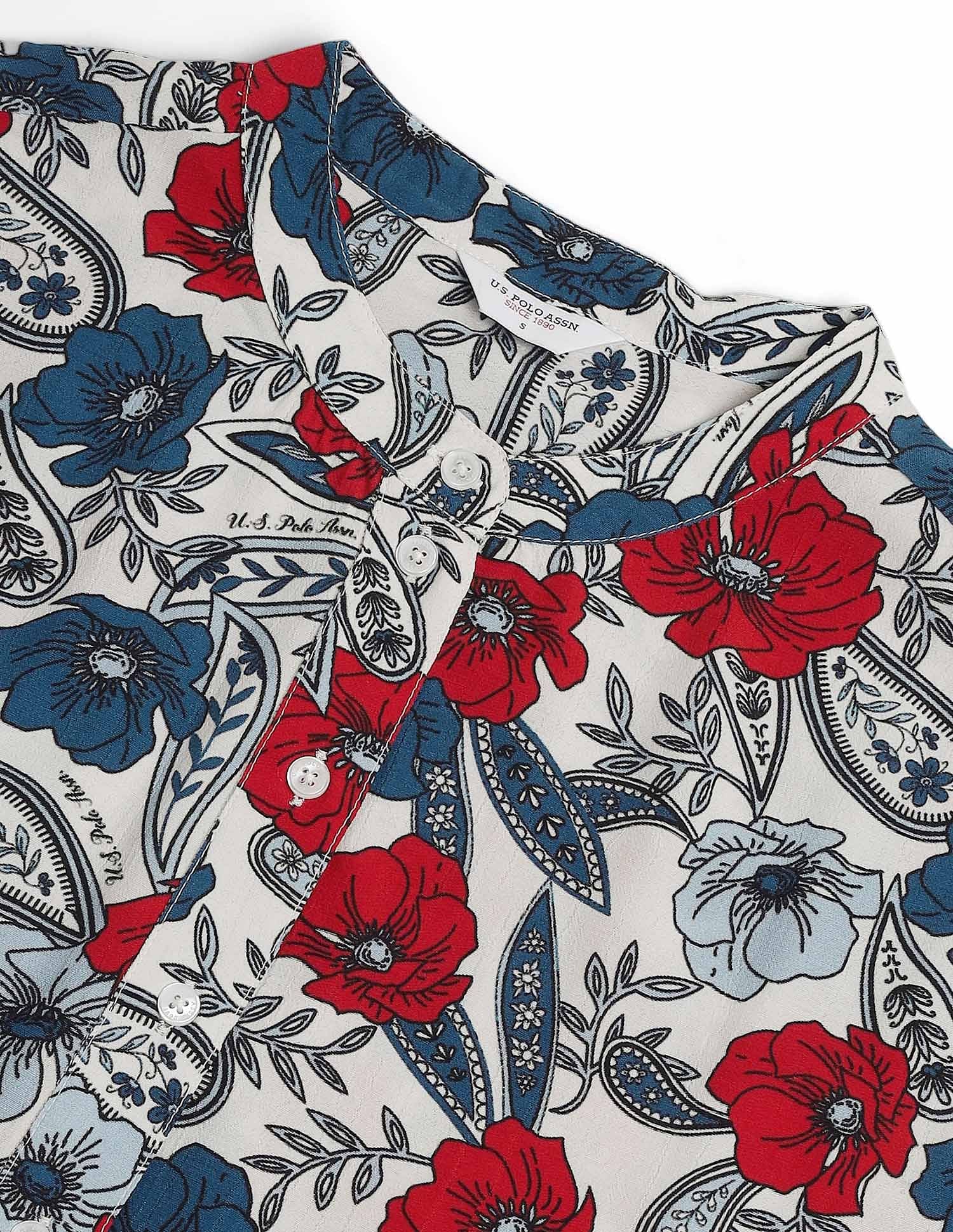 Viscose Floral Top Blue, Red and White - U.S. POLO ASSN. | Large