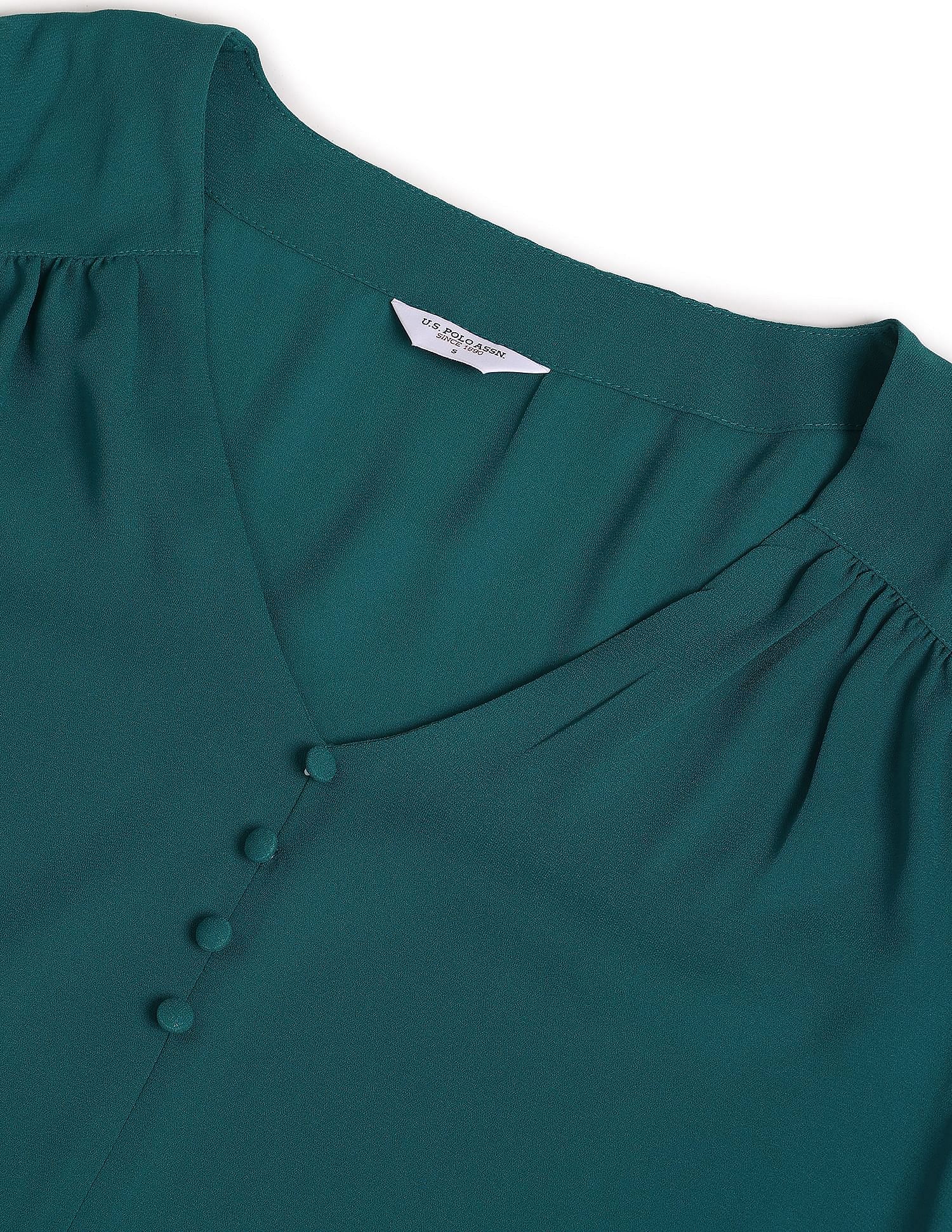 Mock Button Placket Long Sleeve Top Teal - U.S. Polo Assn. India | Large