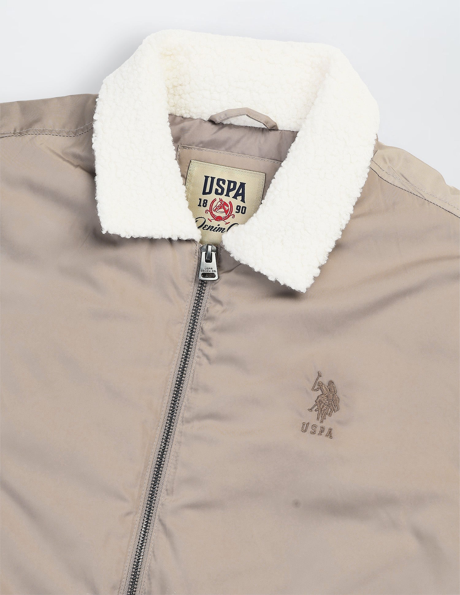 Solid Regular Fit Bomber Jacket Coffee - U.S. Polo Assn. India | Large