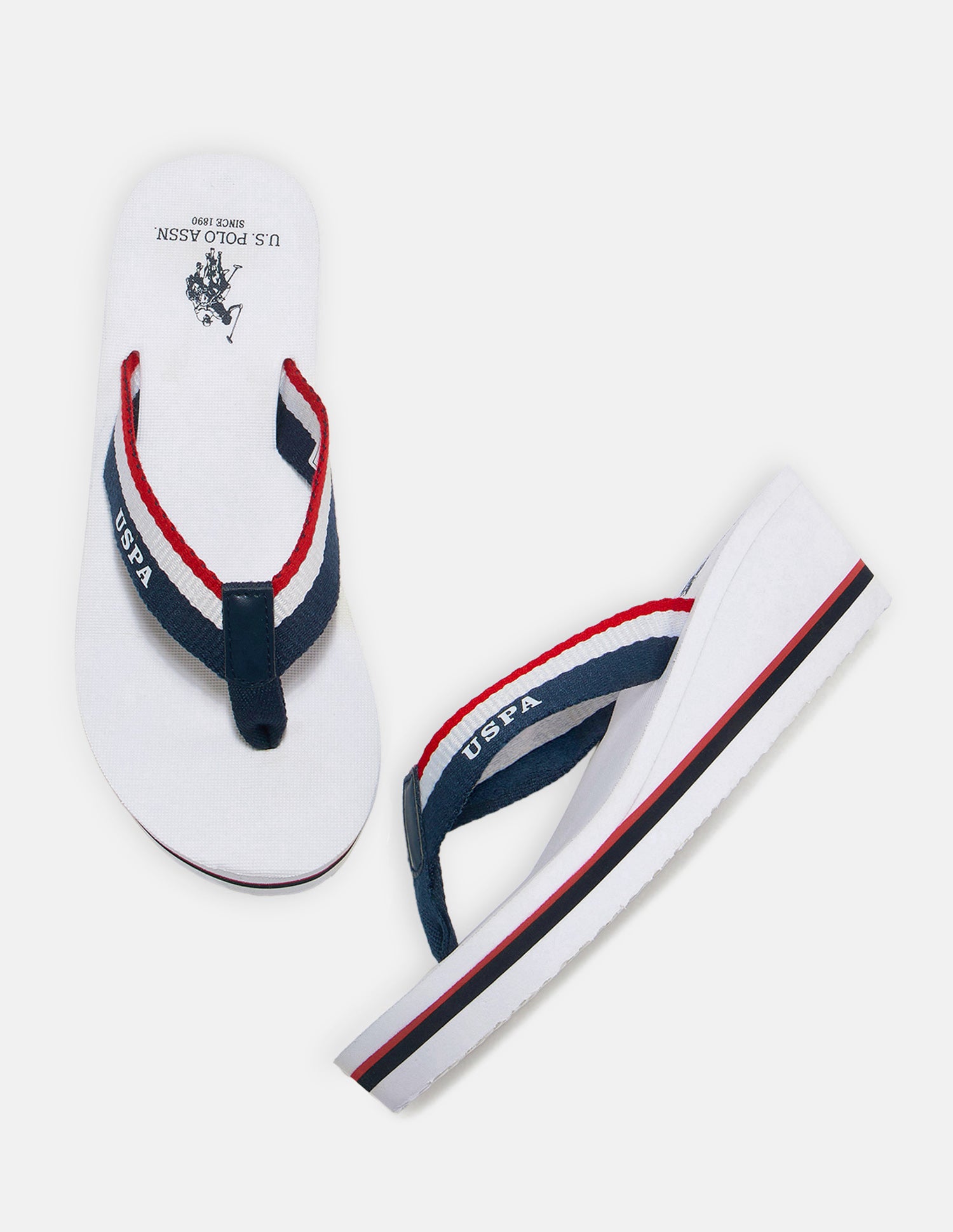 Saray Striped Flip Flop Wedge Sandals White - U.S. Polo Assn. India | Large