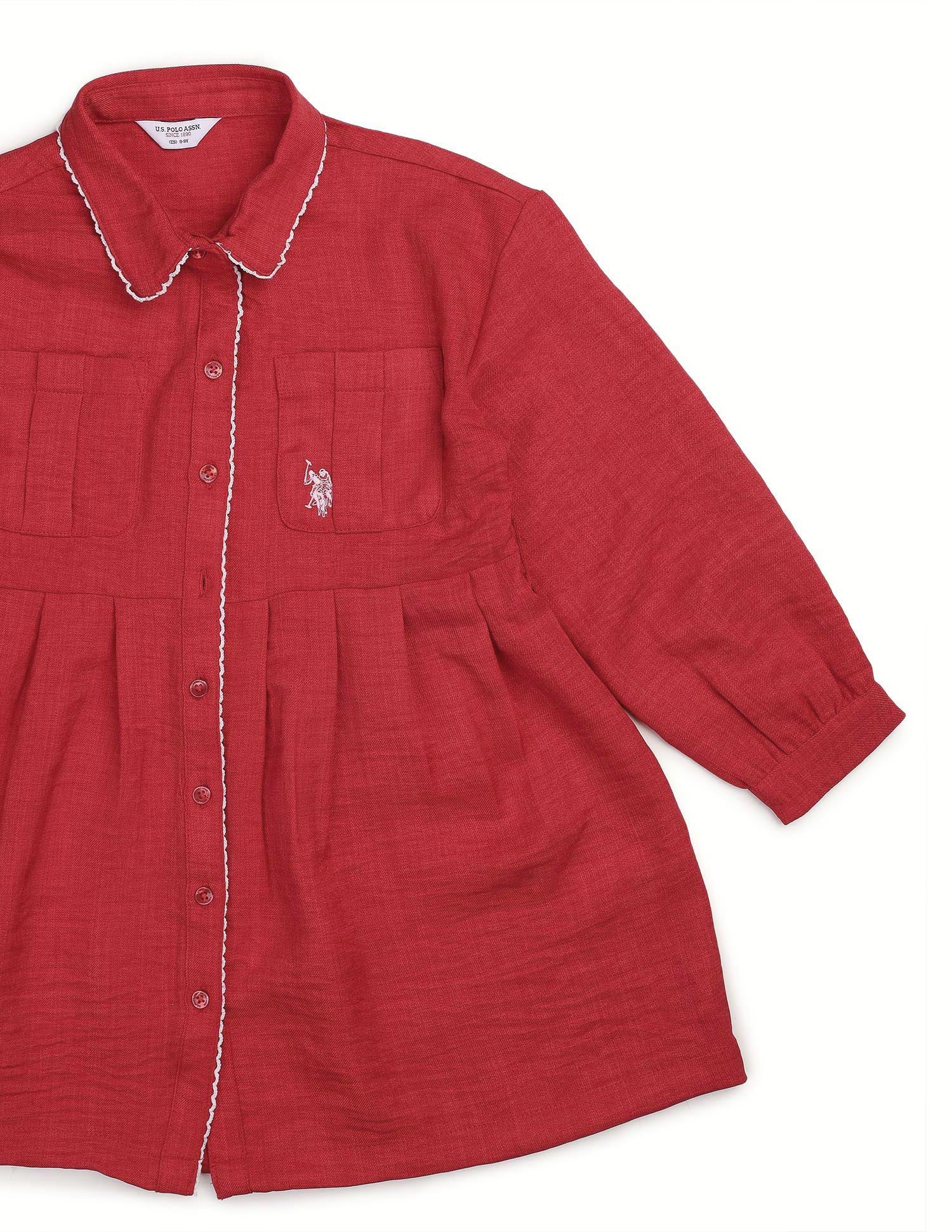 Girls Solid Shirt Dress Red - U.S. POLO ASSN. | Large