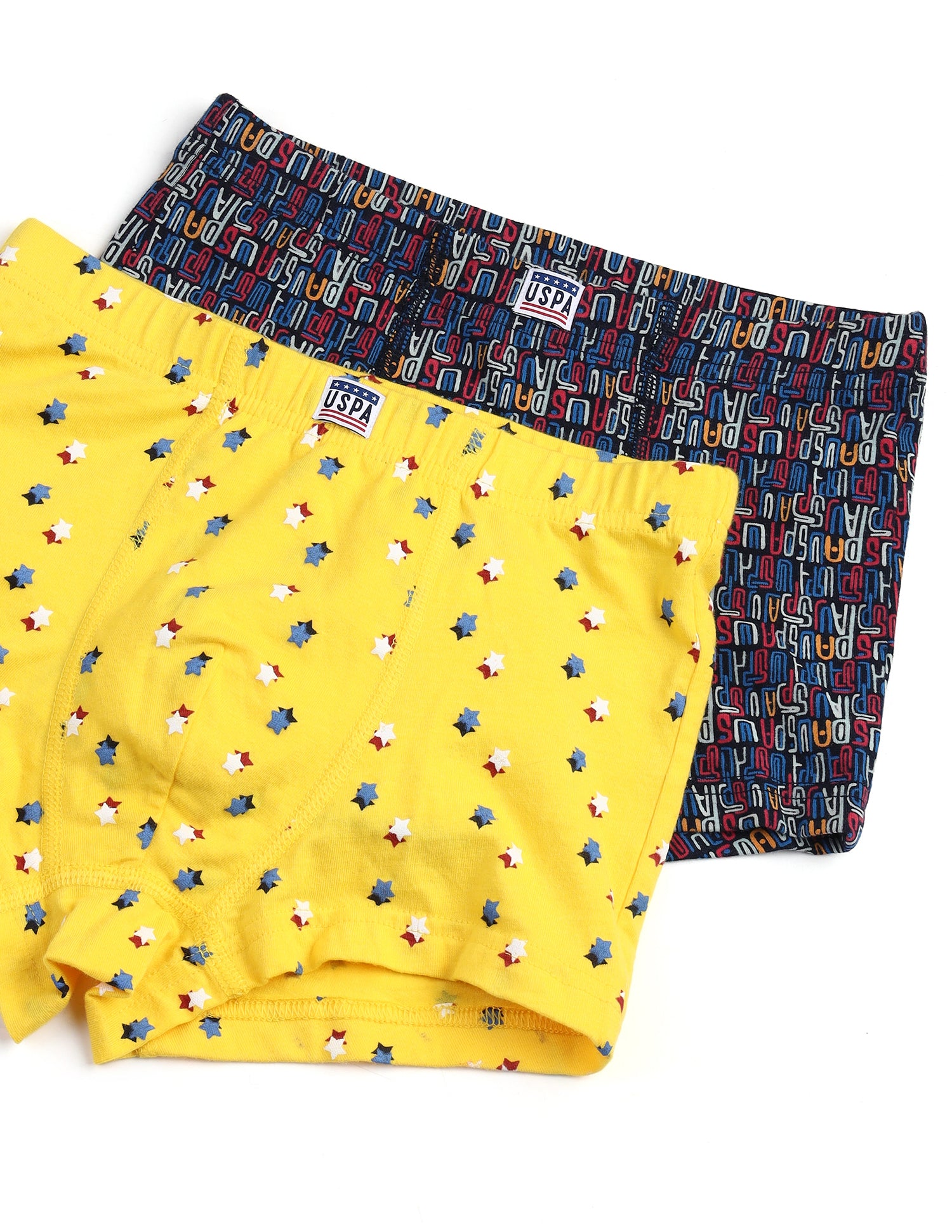 Brand Print EKT05 Trunks - Pack Of 2 Yellow and Navy - U.S. POLO ASSN. | Large