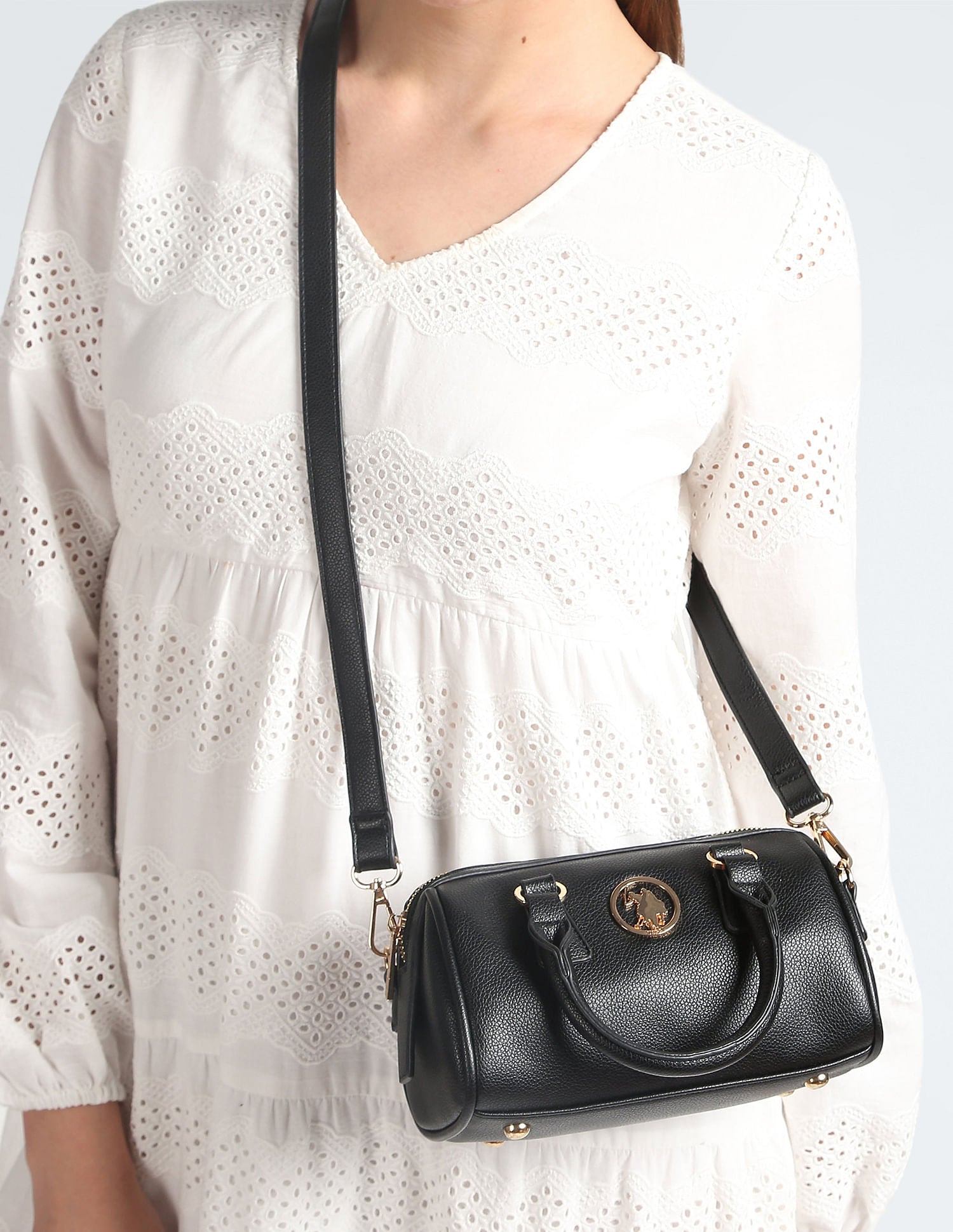 Detachable Strap Bowler Sling Bag Black - U.S. POLO ASSN. | Large