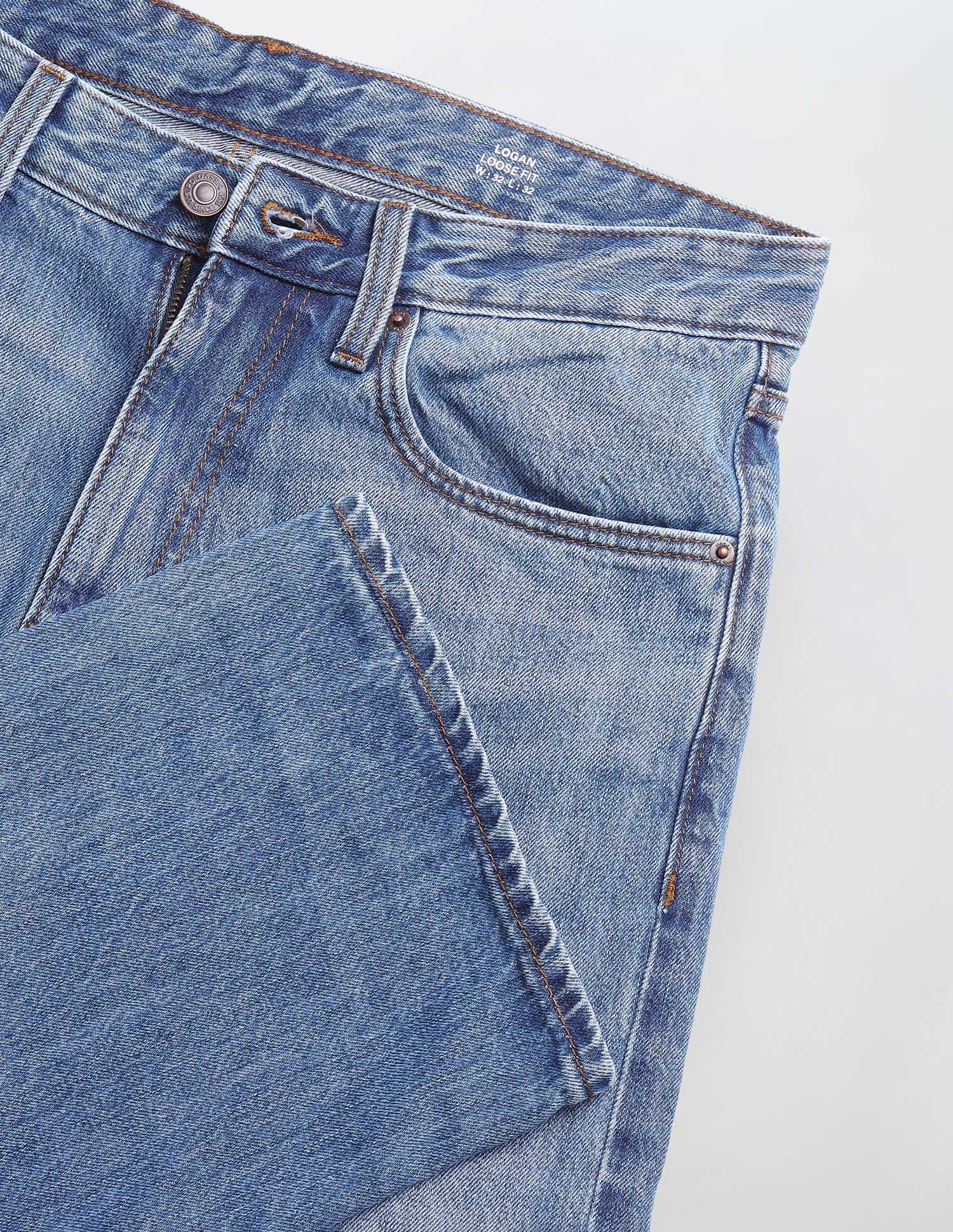 Logan Loose Straight Fit Blue Jeans Mid Blue - U.S. Polo Assn. India | Large