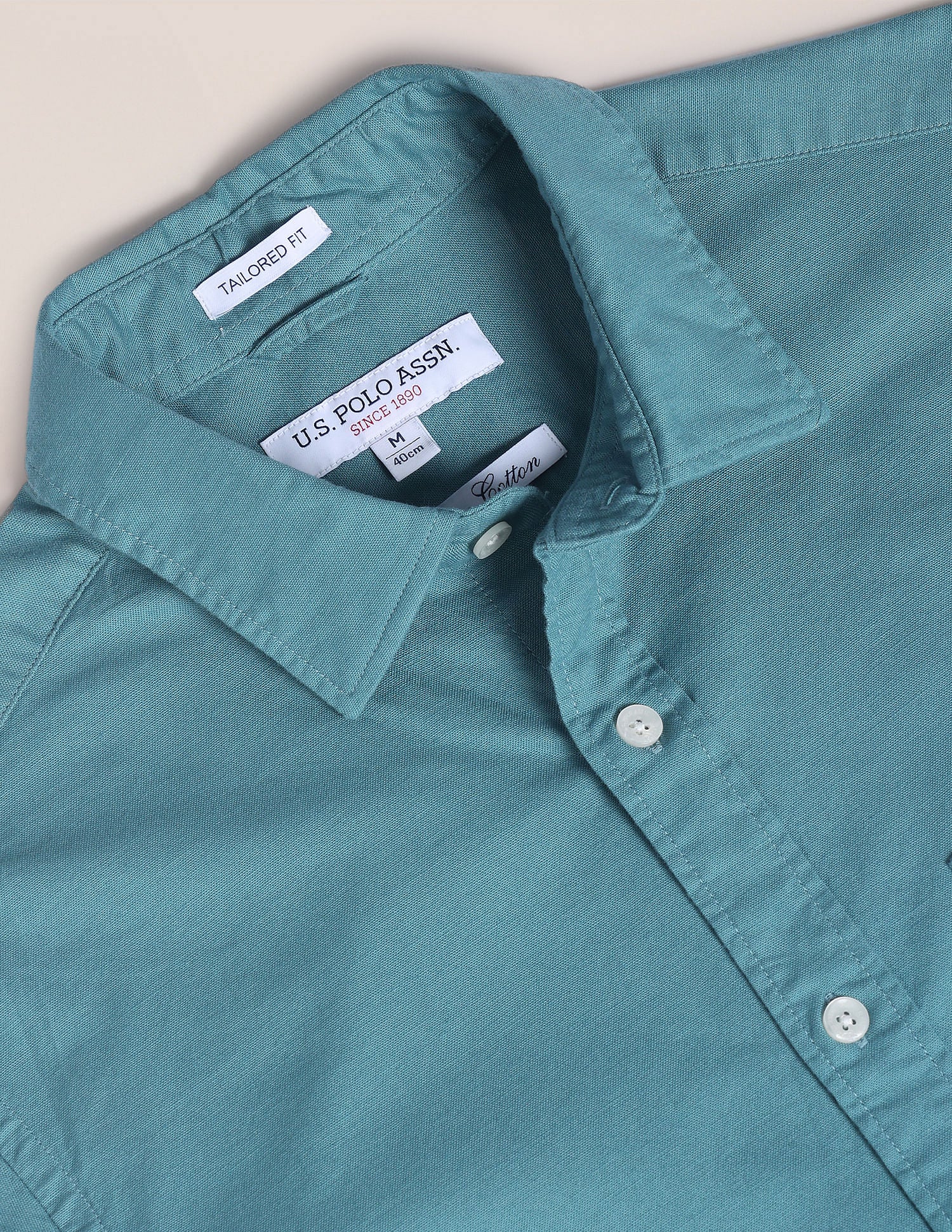 Solid Dobby Shirt Teal - U.S. POLO ASSN. | Large