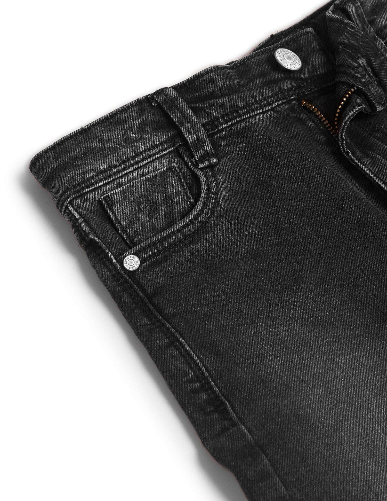 Girls Mid Rise Flared Fit Jeans Black - U.S. POLO ASSN. | Large