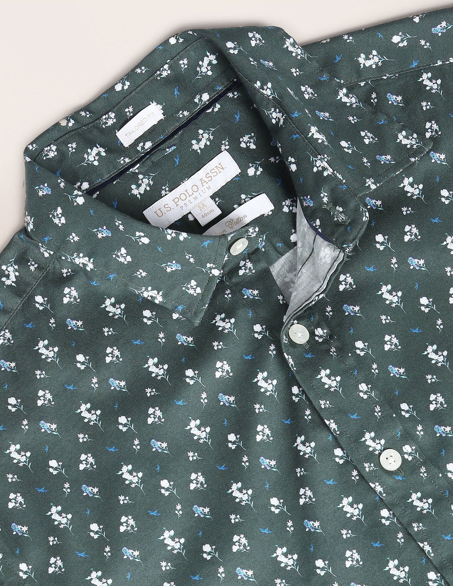 Floral Print Twill Shirt Olive - U.S. Polo Assn. India | Large