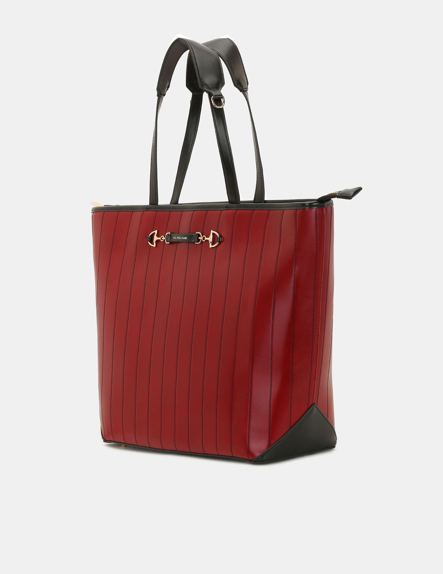 Women Bunny Striped Office Tote bag Burgundy - U.S. POLO ASSN. | Large
