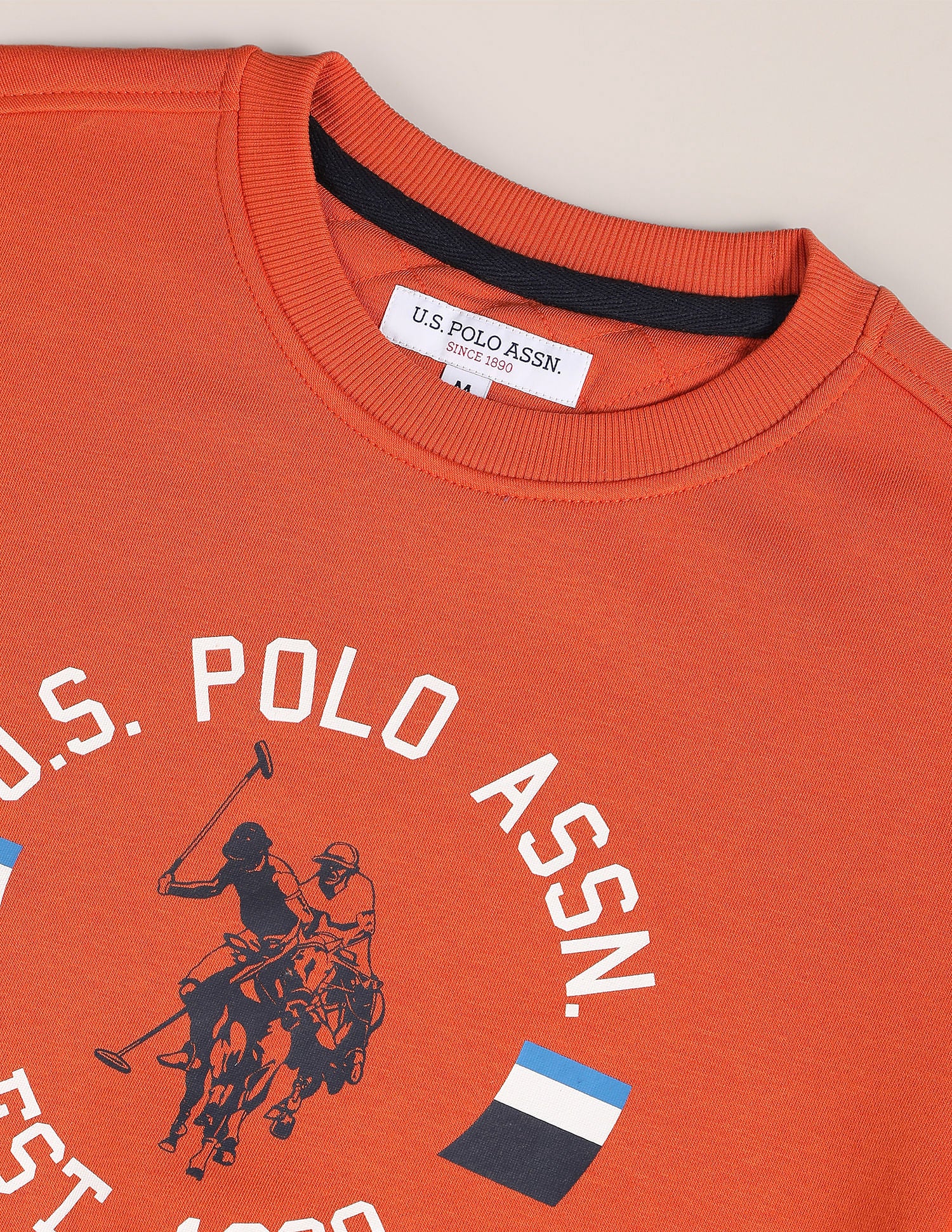 Crew Neck Brand Print Sweatshirt Rust - U.S. Polo Assn. India | Large