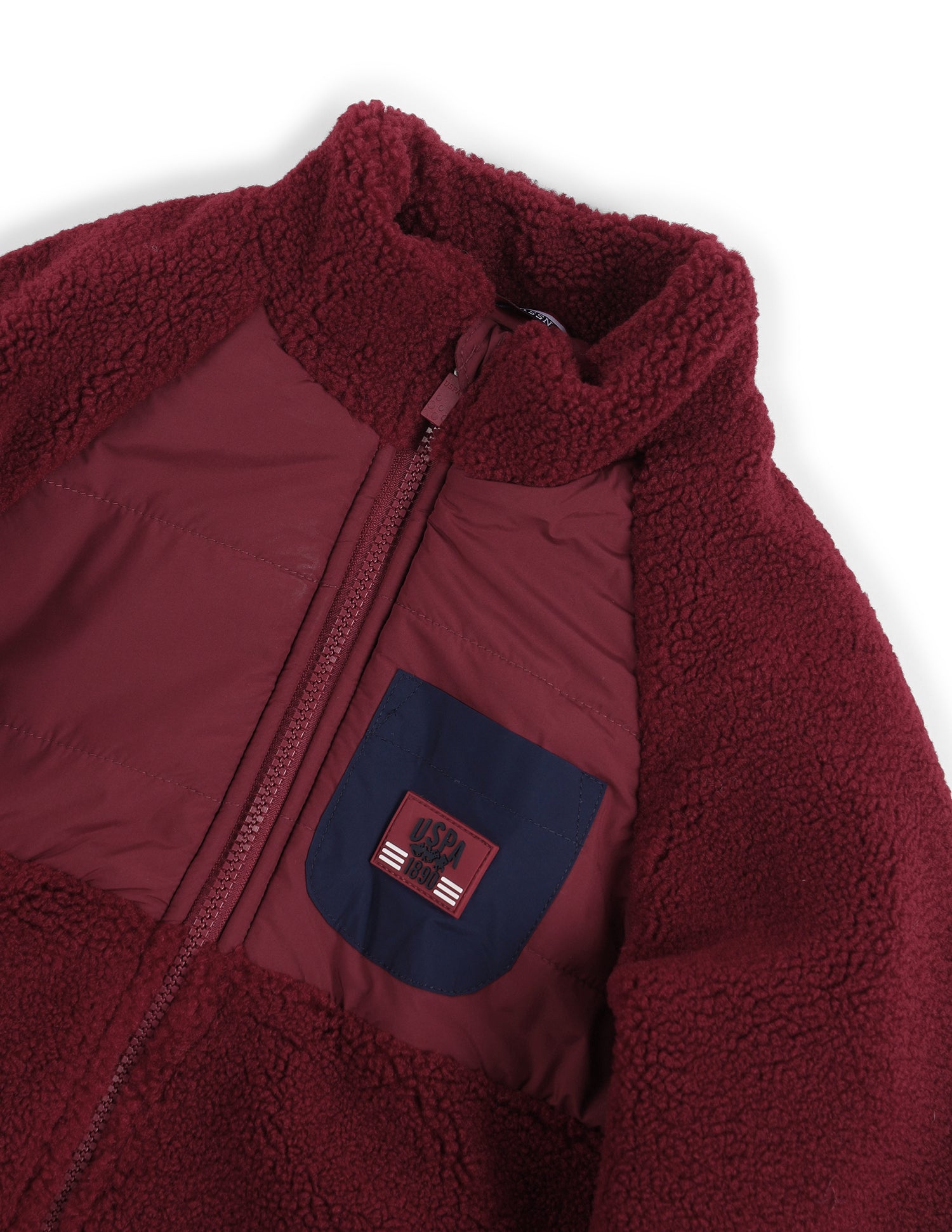 Boys Solid Mock Collar Jacket Maroon - U.S. POLO ASSN. | Large