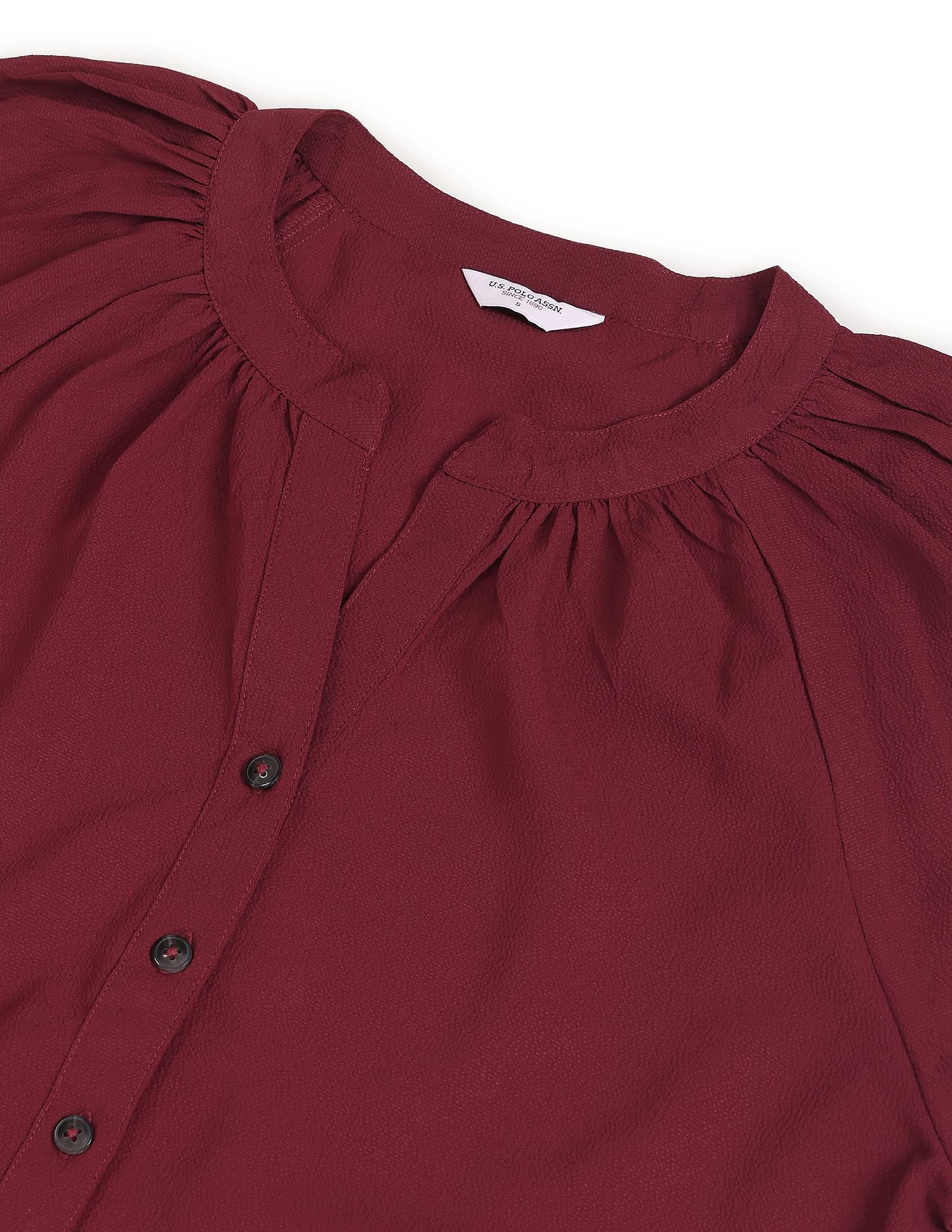 Mandarin Collar Peasant Sleeve Evening Top Rust - U.S. POLO ASSN. | Large