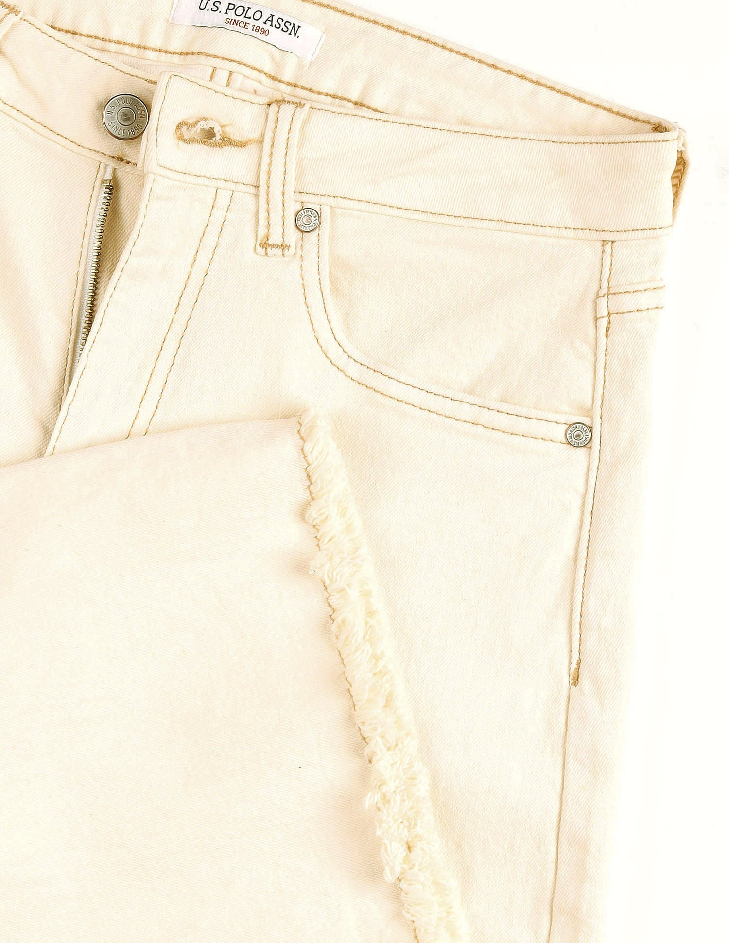 High Rise Ultra Wide Leg Fit Jeans Ecru - U.S. POLO ASSN. | Large