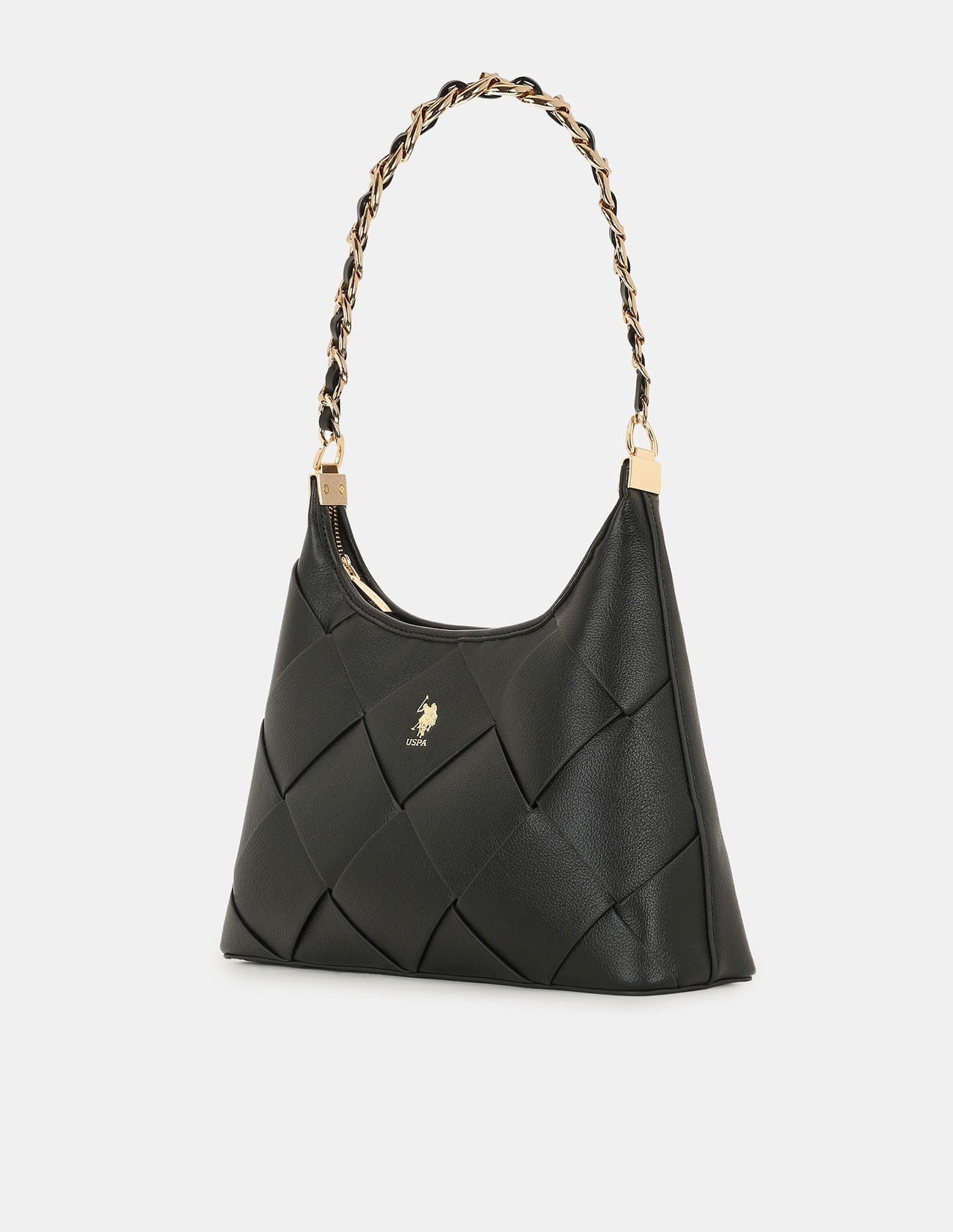 Women Babie Shoulder Bag with Woven Texture Black - U.S. POLO ASSN. | Large