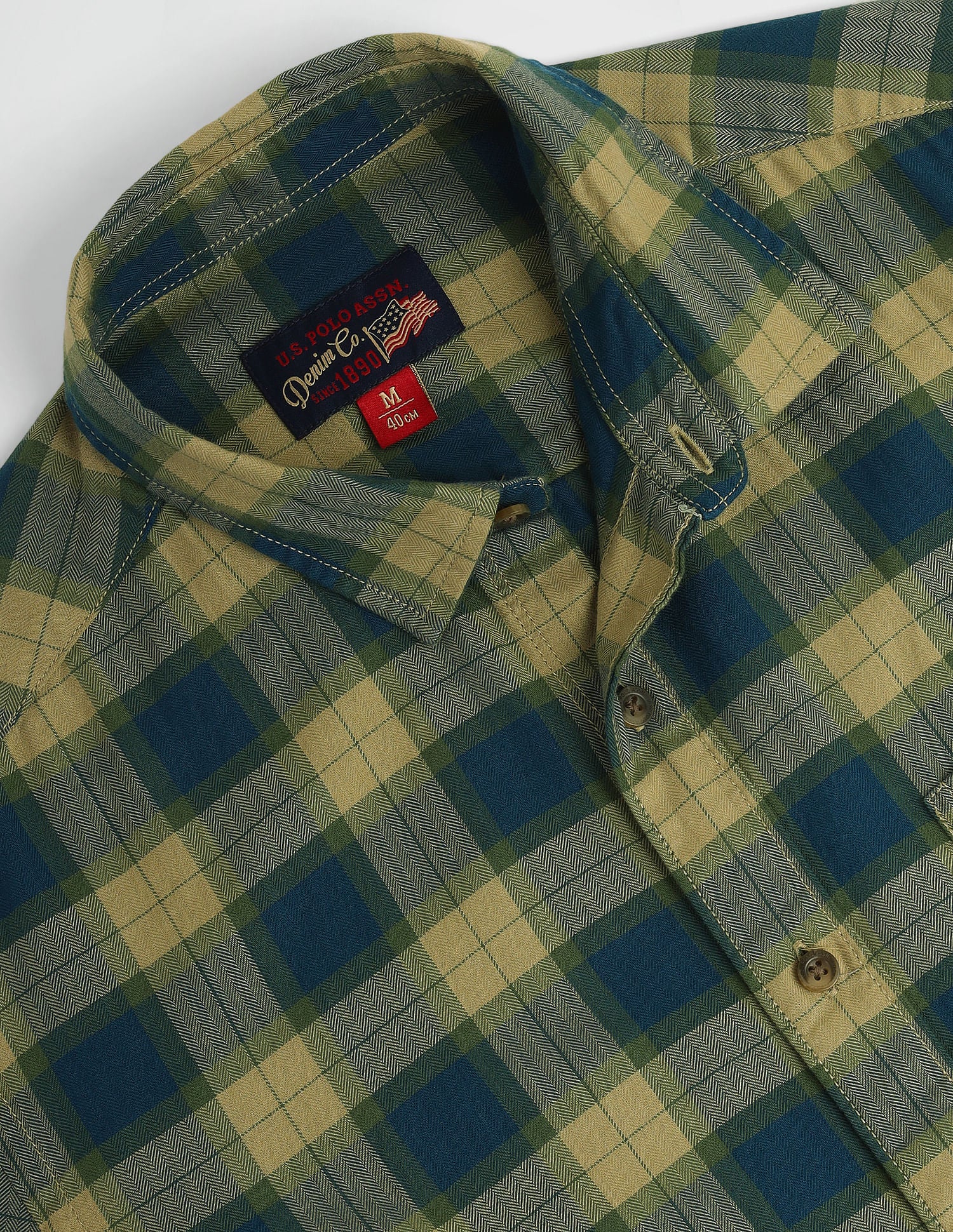 Tartan Check Herringbone Shirt Blue - U.S. Polo Assn. India | Large