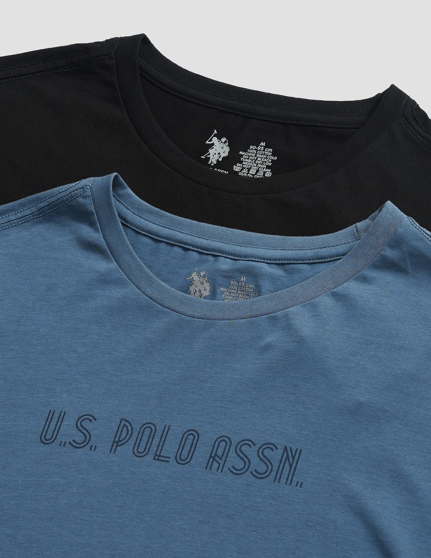 Brand Print Cotton OEE03 Lounge T-Shirt - Pack Of 2 Navy and Sky Blue - U.S. POLO ASSN. | Large
