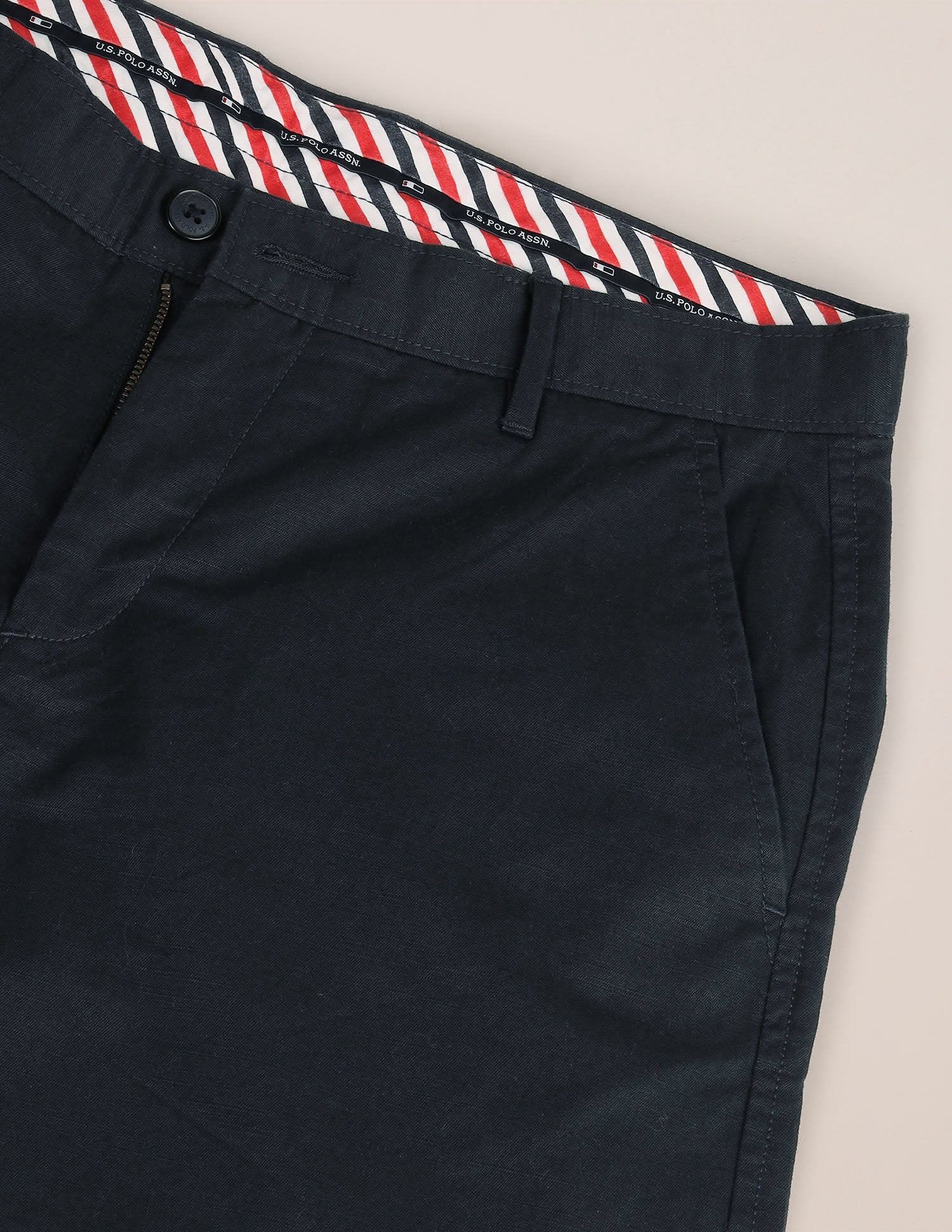 Slim Straight Fit Solid Shorts Navy - U.S. Polo Assn. India | Large