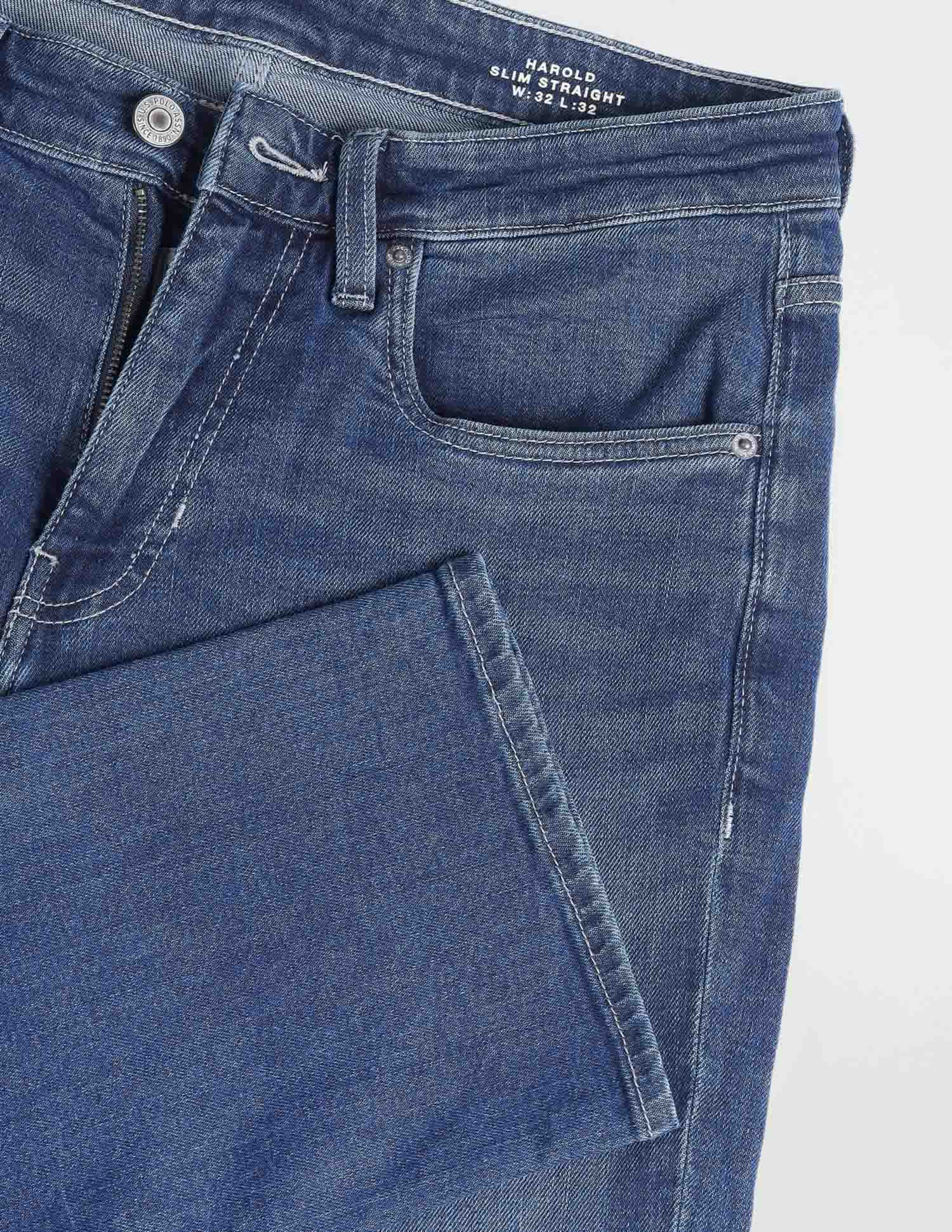 Harold Slim Straight Fit Blue Jeans Mid Wash - U.S. Polo Assn. India | Large