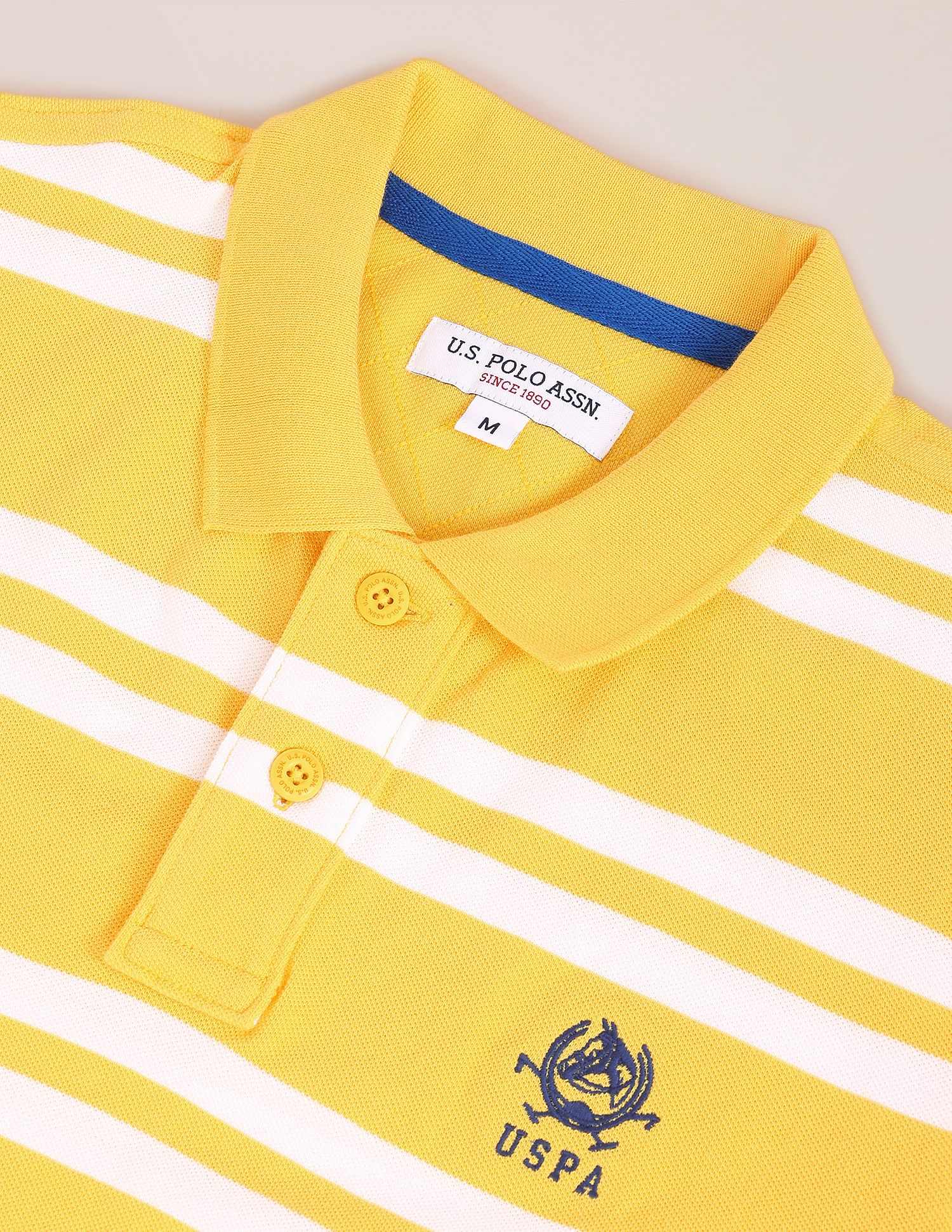 Horizontal Stripe Cotton Polo Shirt Yellow - U.S. POLO ASSN. | Large