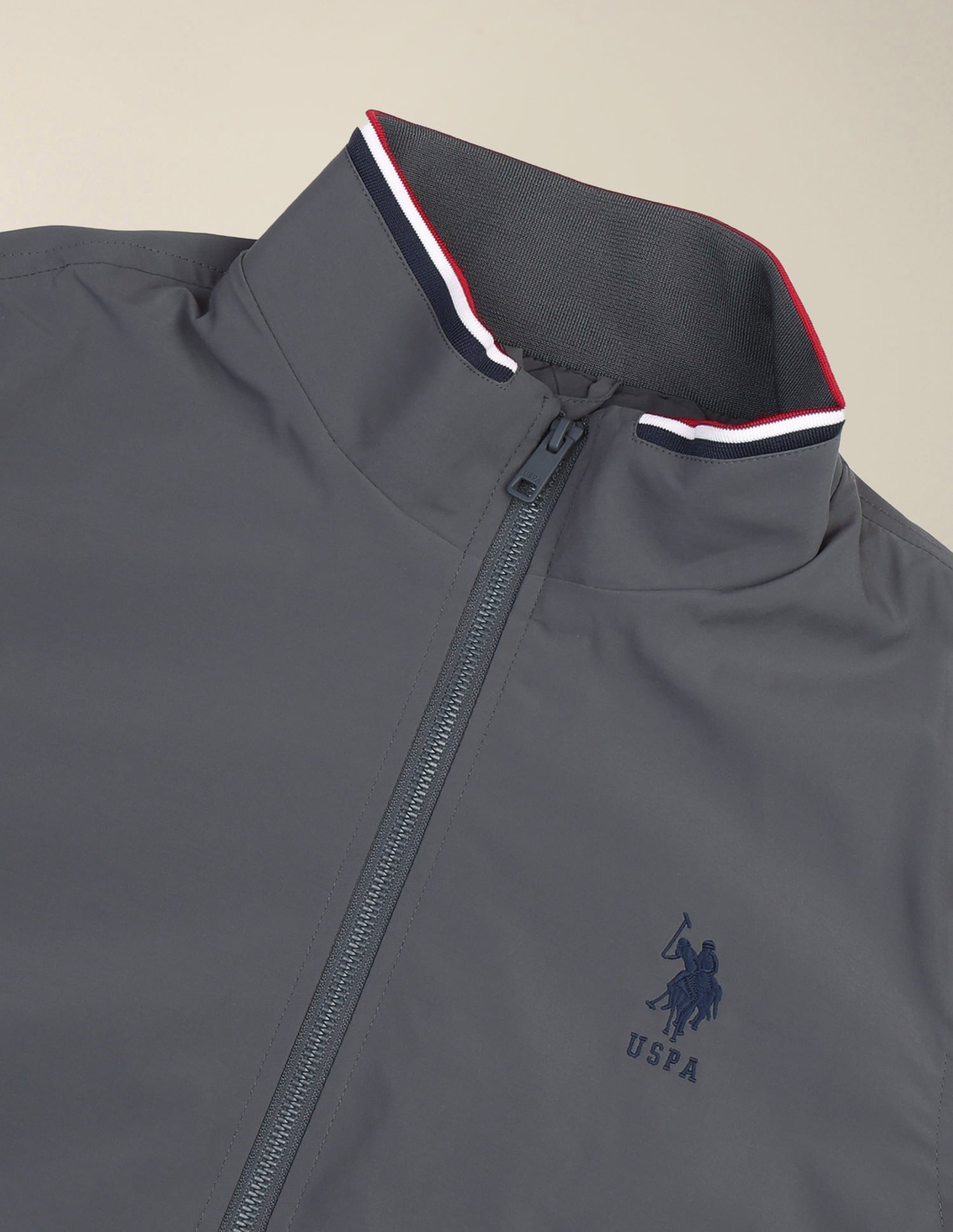 Solid Regular Fit Jacket Grey - U.S. Polo Assn. India | Large