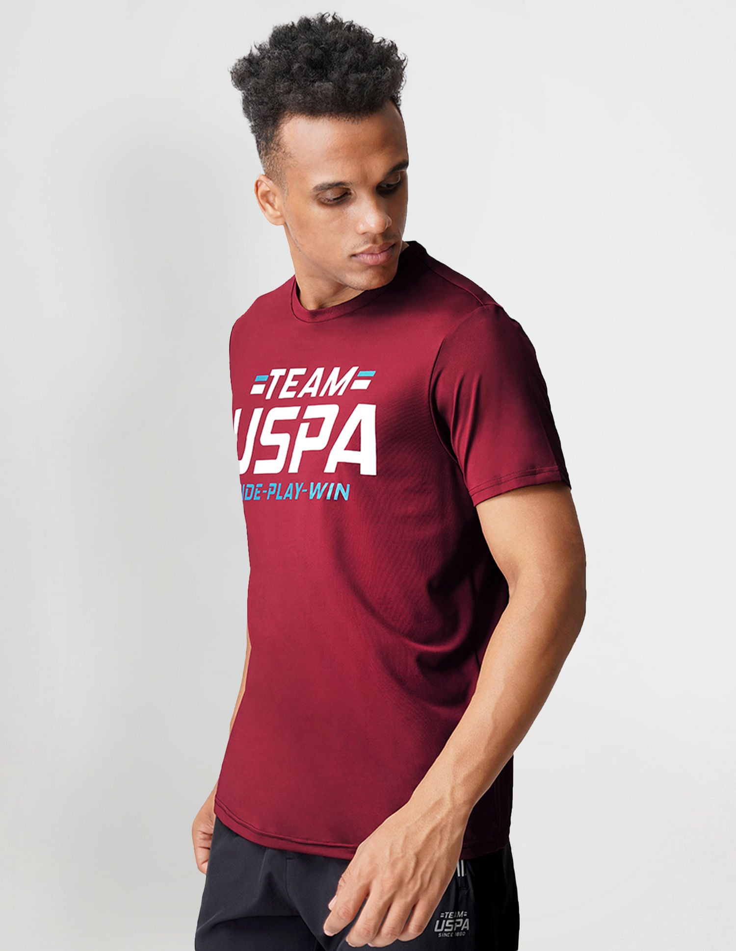 Brand Print Crew Neck I713 Lounge T-Shirt - Pack Of 1 Maroon - U.S. POLO ASSN. | Large