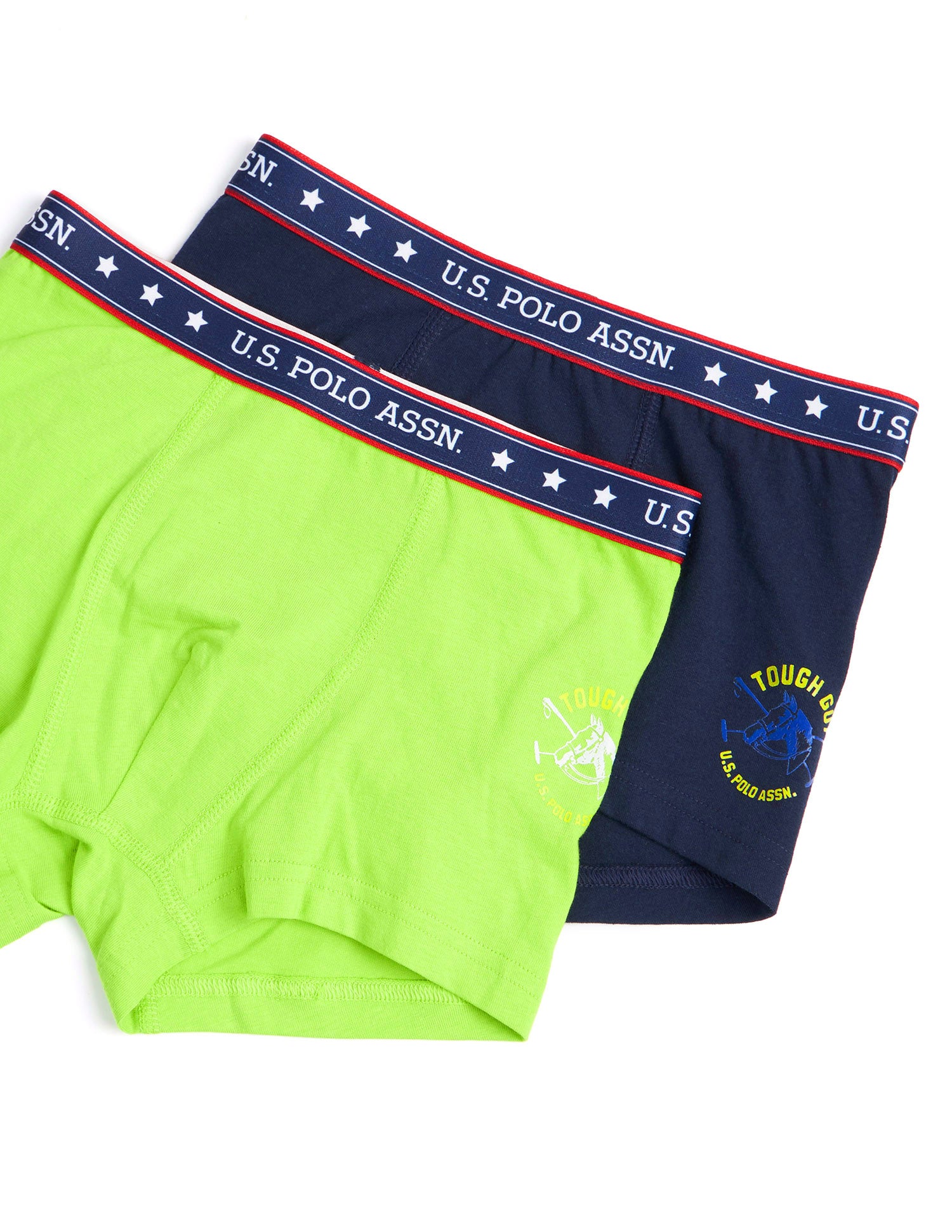 Solid Cotton Spandex EKT03 Trunks - Pack Of 2 Green and Navy - U.S. POLO ASSN. | Large