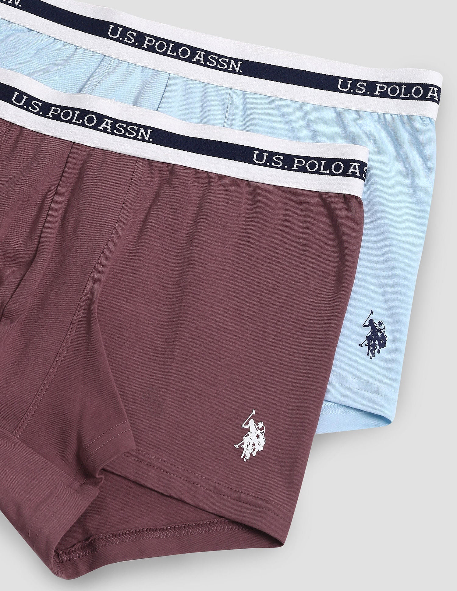 Elastic Waistband Ribbed Solid OET09 Trunks - Pack Of 2 Dusty Pink and Pastel Blue - U.S. POLO ASSN. | Large