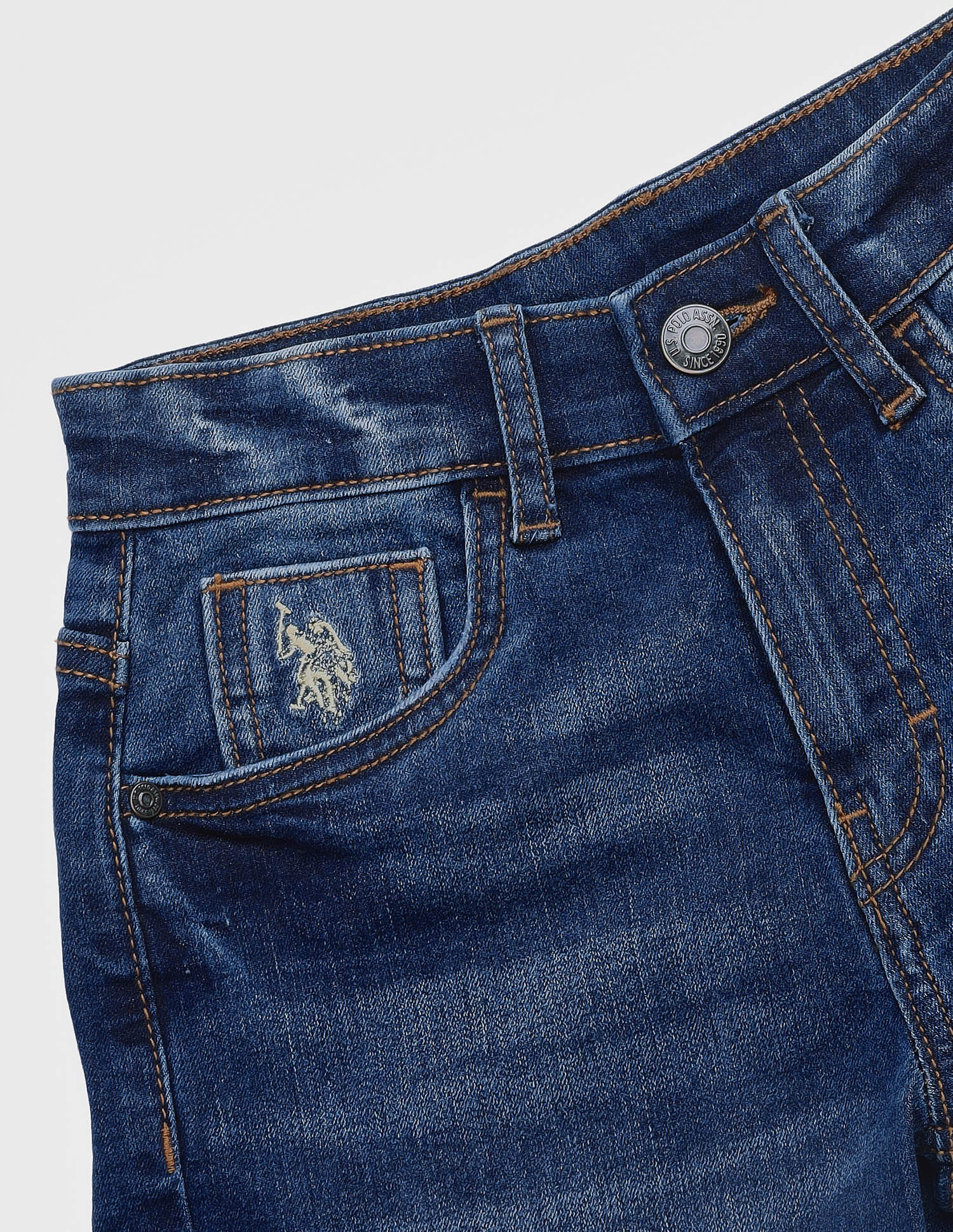 Mid Rise Regular Fit Denim Shorts Dark Blue - U.S. Polo Assn. India | Large