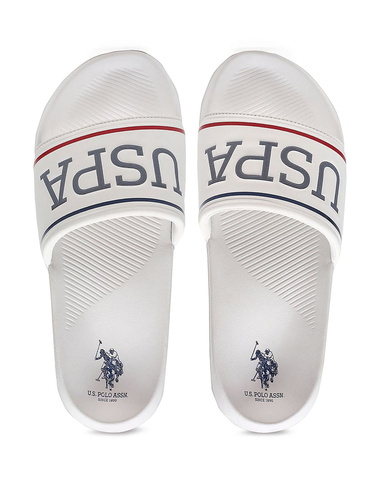 Men Open Toe Logo Cloyee 6.0 Slides White - U.S. POLO ASSN. | Large