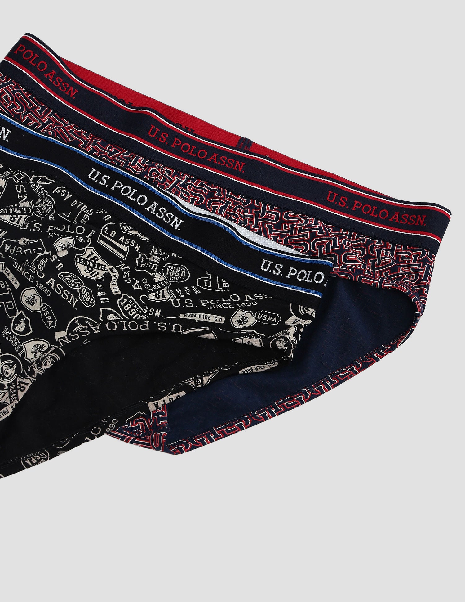 Elasticized Waist Printed I615 Briefs - Pack Of 2 Black and Navy - U.S. POLO ASSN. | Large