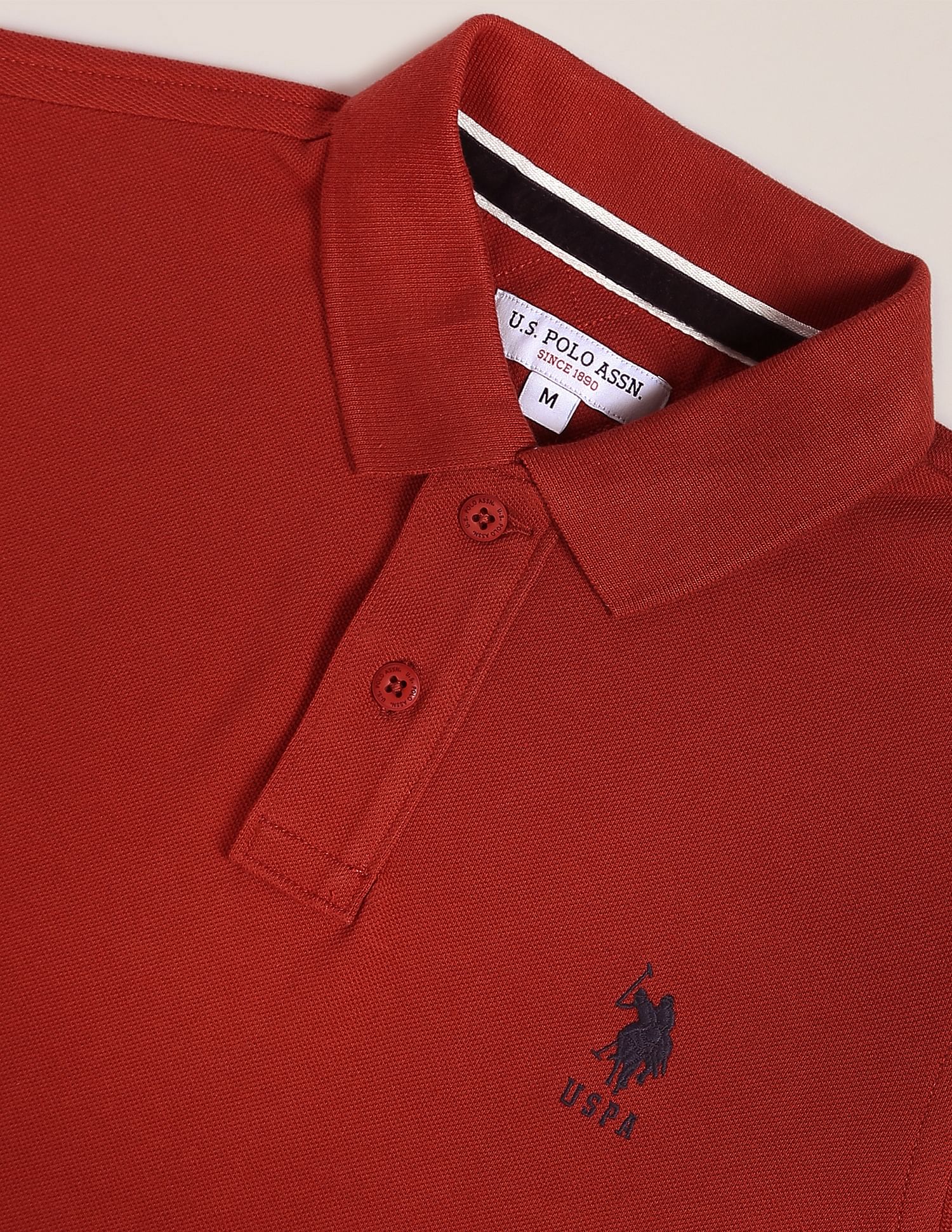 Solid Pure Cotton Polo Shirt Rust - U.S. POLO ASSN. | Large