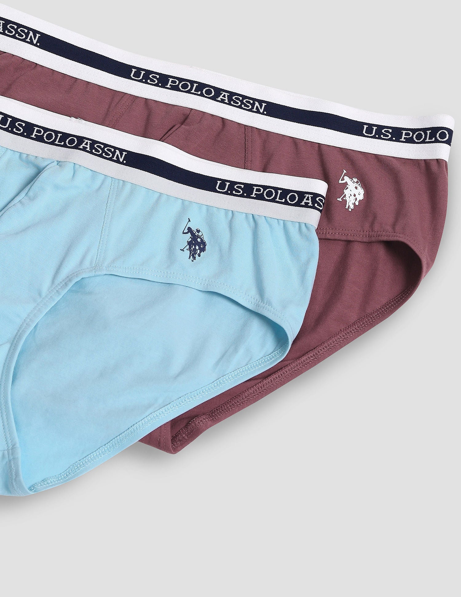Elasticized Waist OEB09 Briefs - Pack Of 2 Dusty Pink and Pastel Blue - U.S. POLO ASSN. | Large