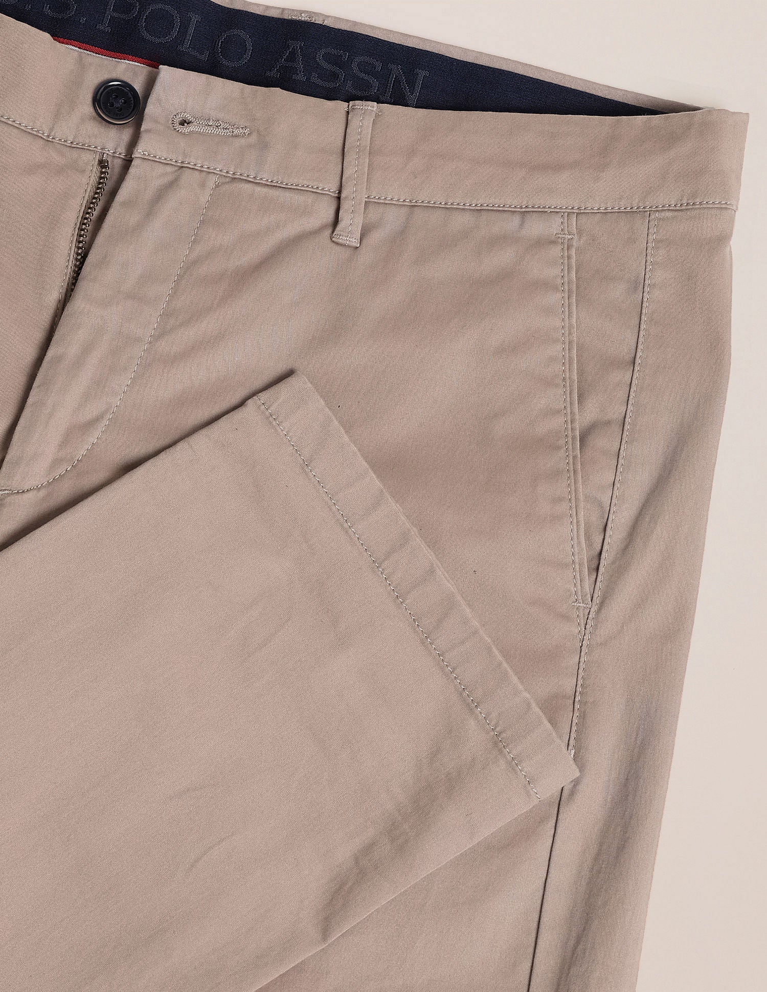 Denver Slim Fit Solid Trousers Grey - U.S. POLO ASSN. | Large