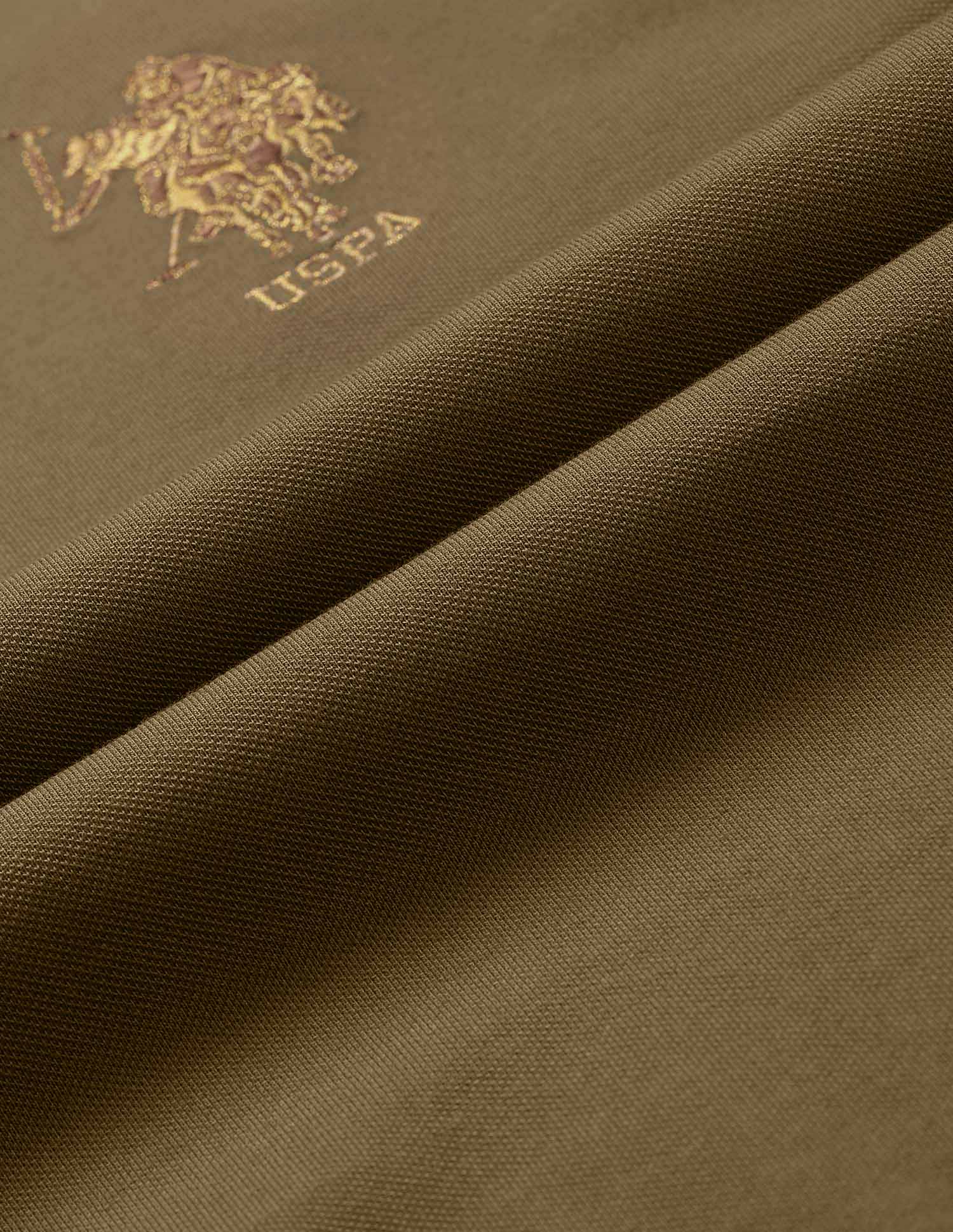Solid Pure Cotton Gold Cup Polo Shirt Olive - U.S. Polo Assn. India | Large
