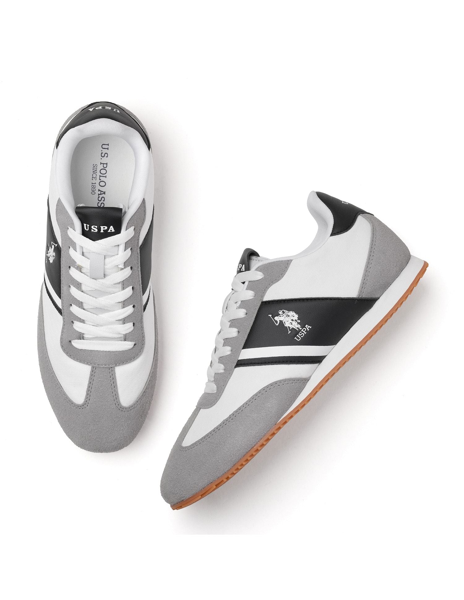 Men Vadler Suede Colourblocked Sneakers White - U.S. Polo Assn. India | Large