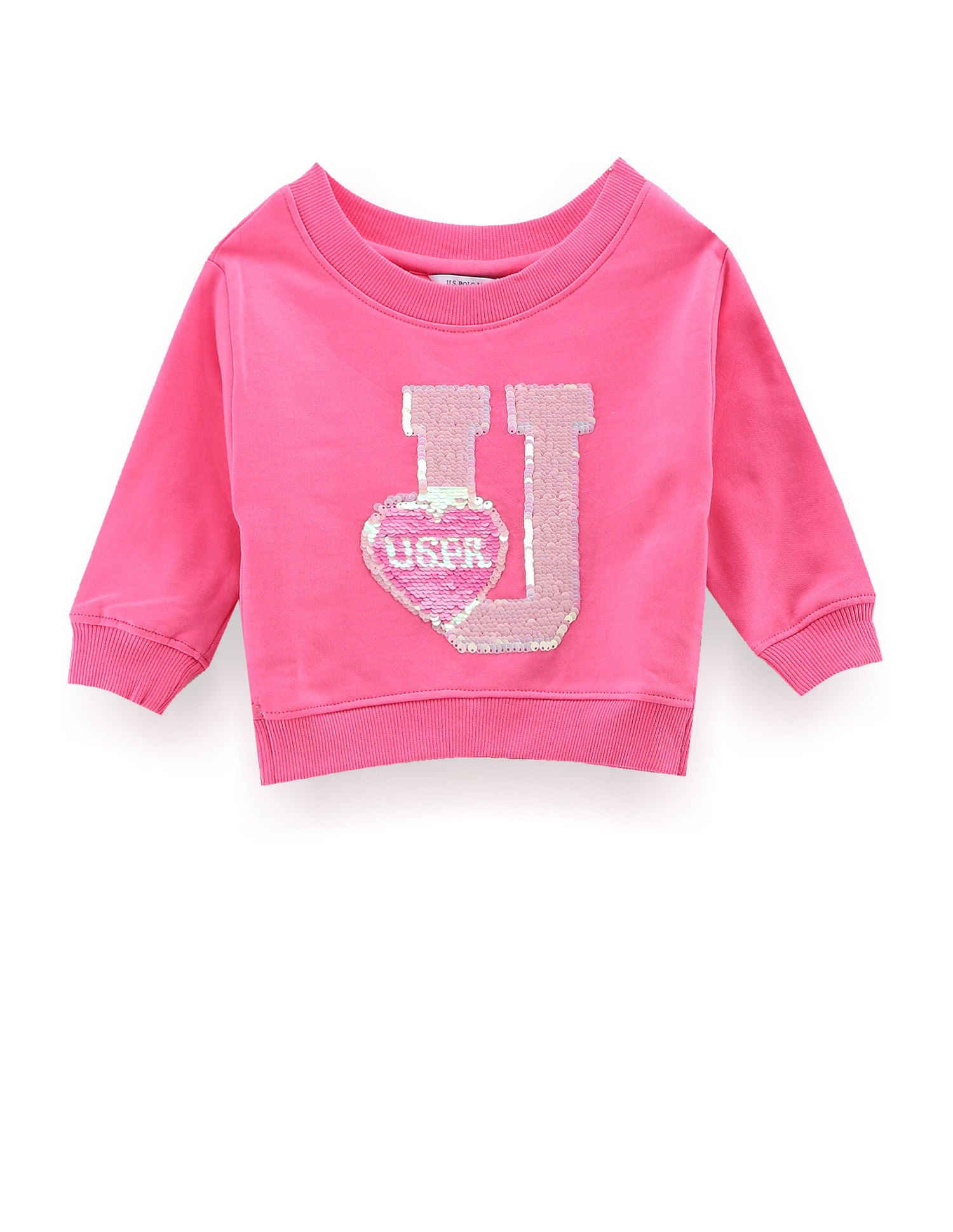 Girls Cotton Flip Sequin Sweatshirt Light Pink - U.S. POLO ASSN. | Large
