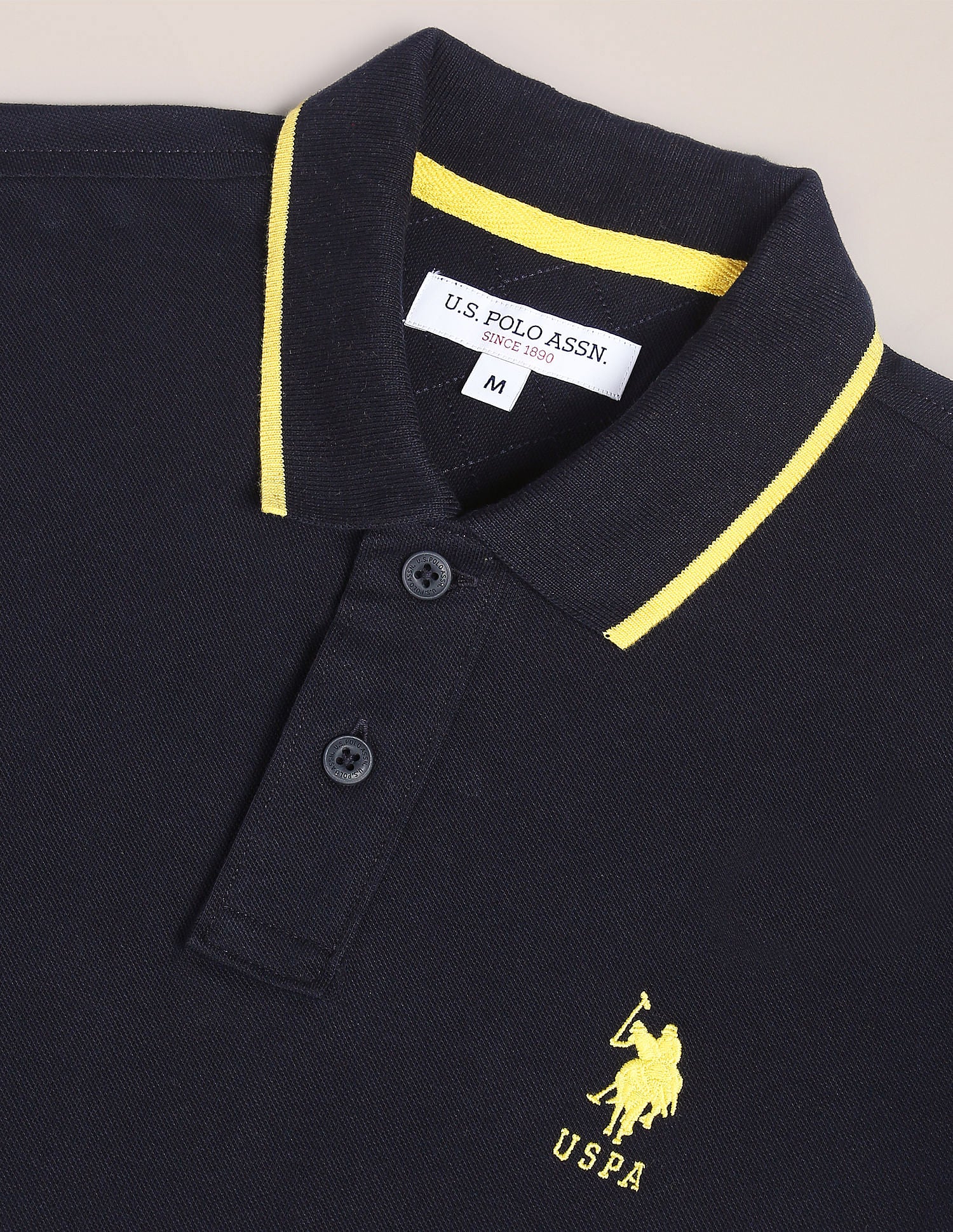 Tipped Collar Solid Polo Shirt Navy - U.S. Polo Assn. India | Large