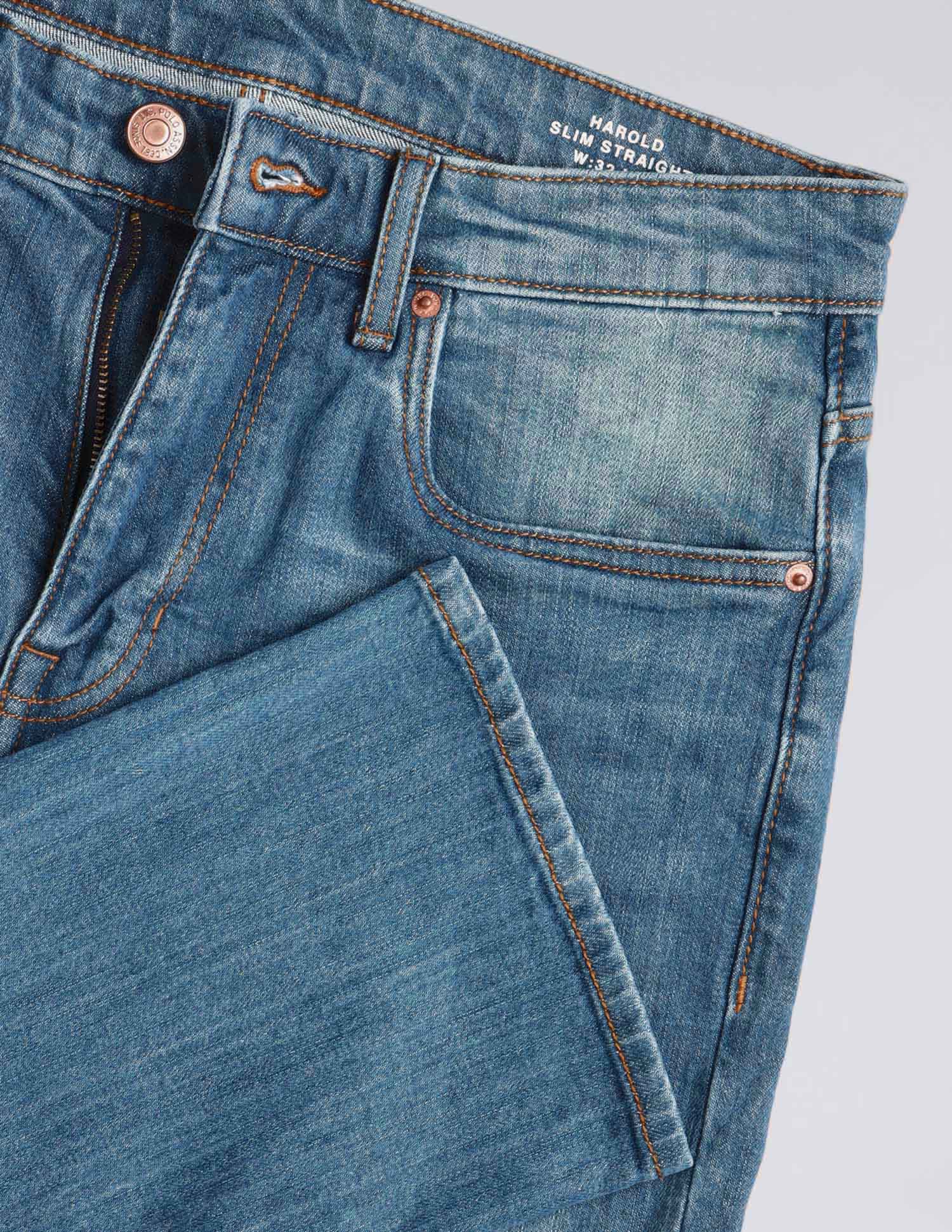 Harold Slim Straight Fit Blue Jeans Blue - U.S. POLO ASSN. | Large