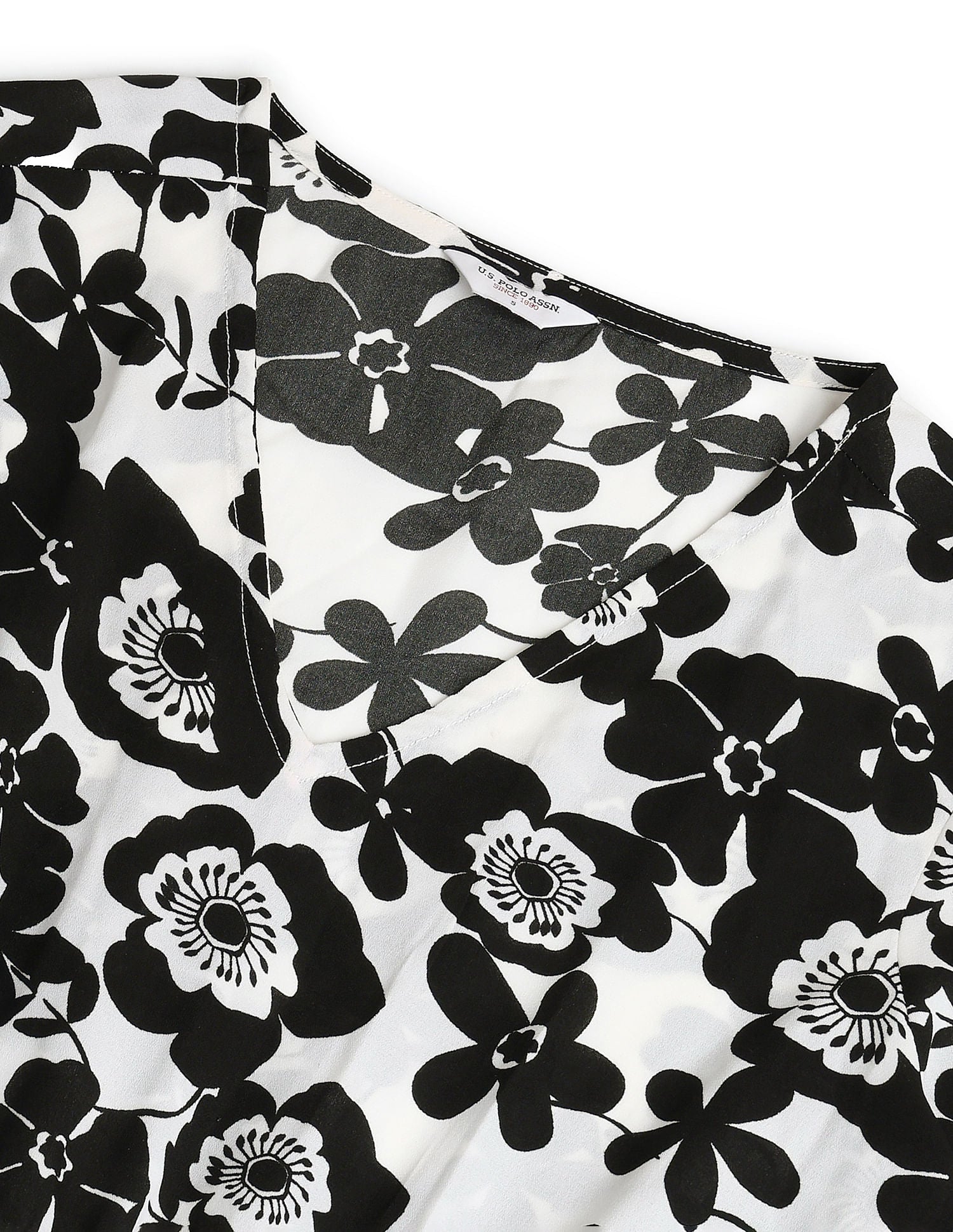 V-Neck Floral Print Dress Black - U.S. POLO ASSN. | Large