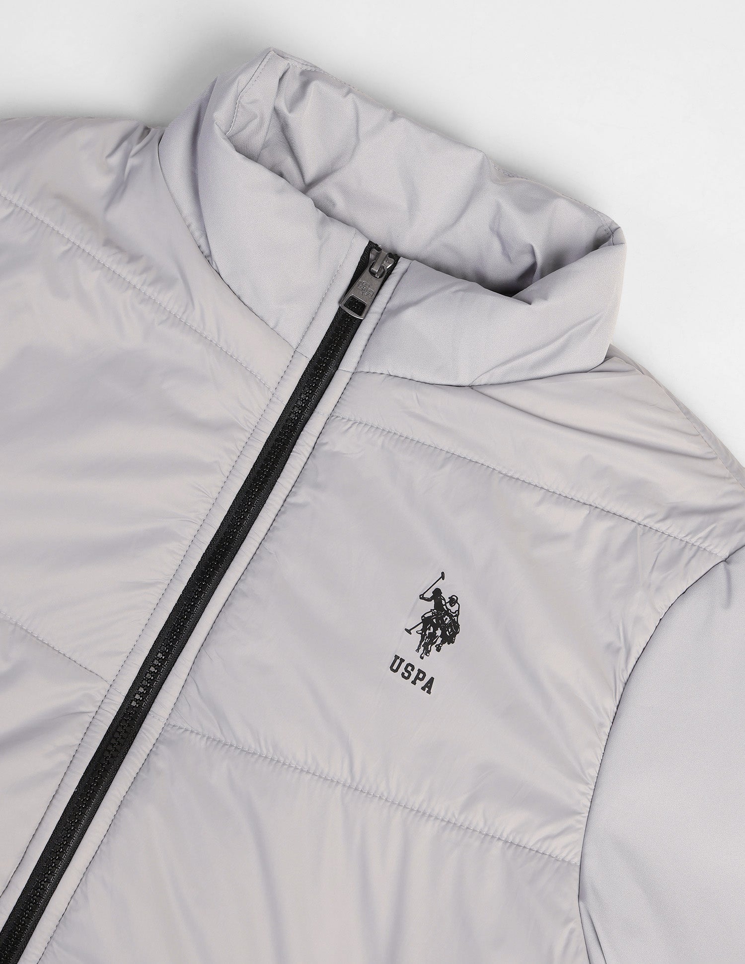 Solid Regular Fit Puffer Jacket Light-Grey - U.S. Polo Assn. India | Large