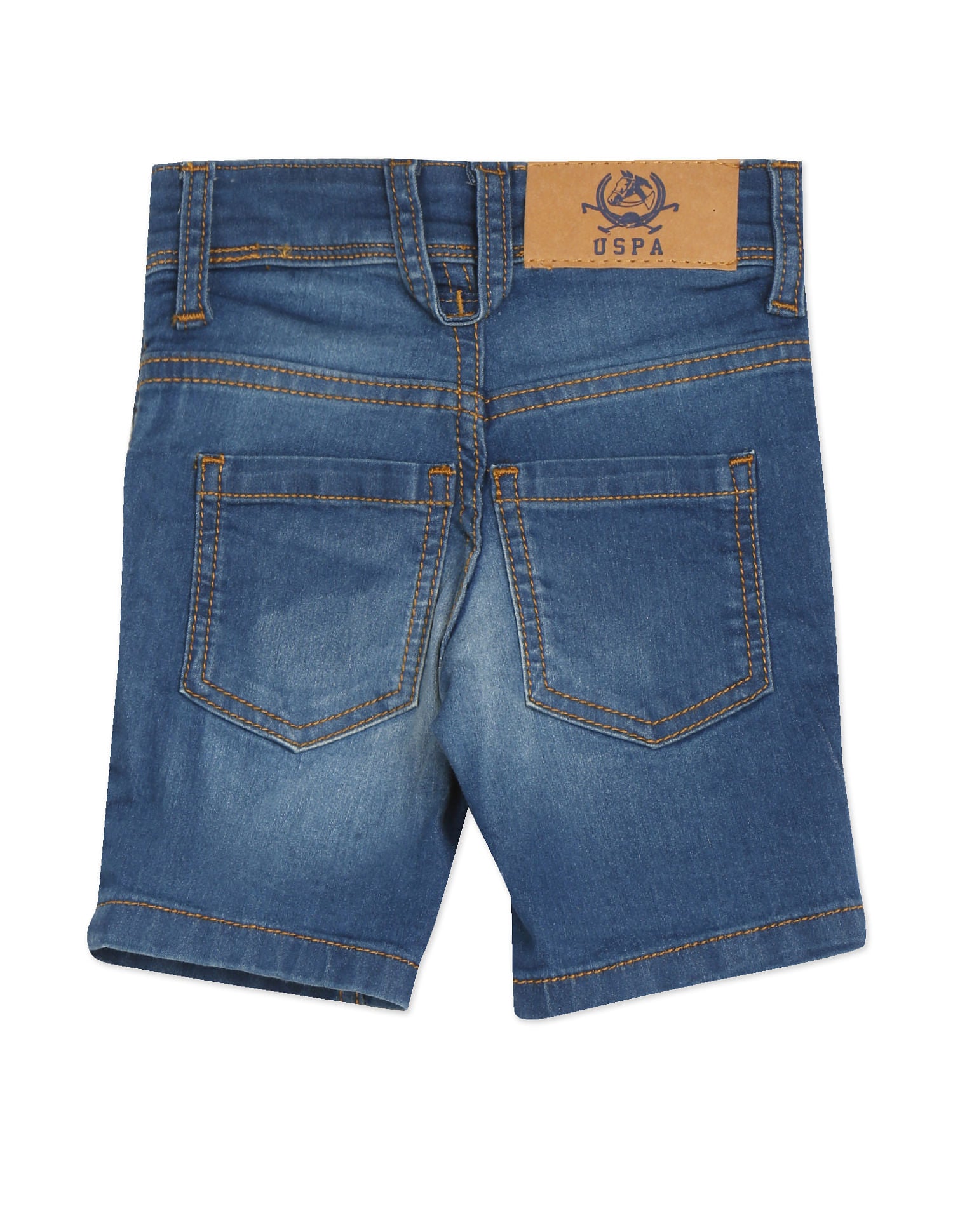 Boys Blue Mid Rise Stone Wash Denim Shorts Blue - U.S. Polo Assn. India | Large