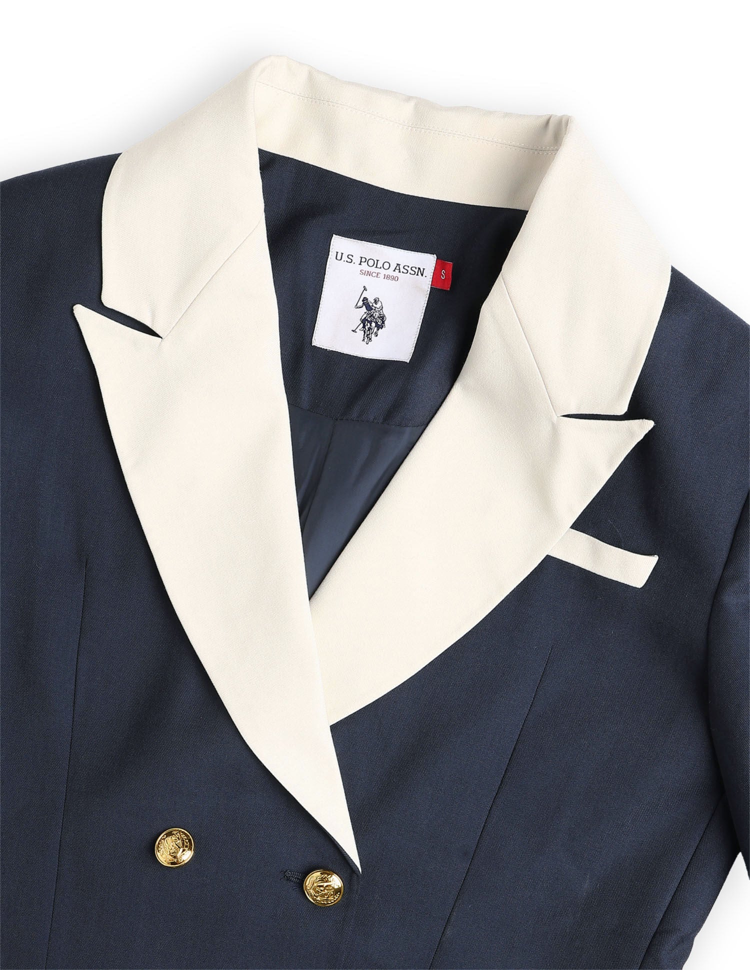 Solid Double Breasted Regular Fit Blazer Blue - U.S. Polo Assn. India | Large
