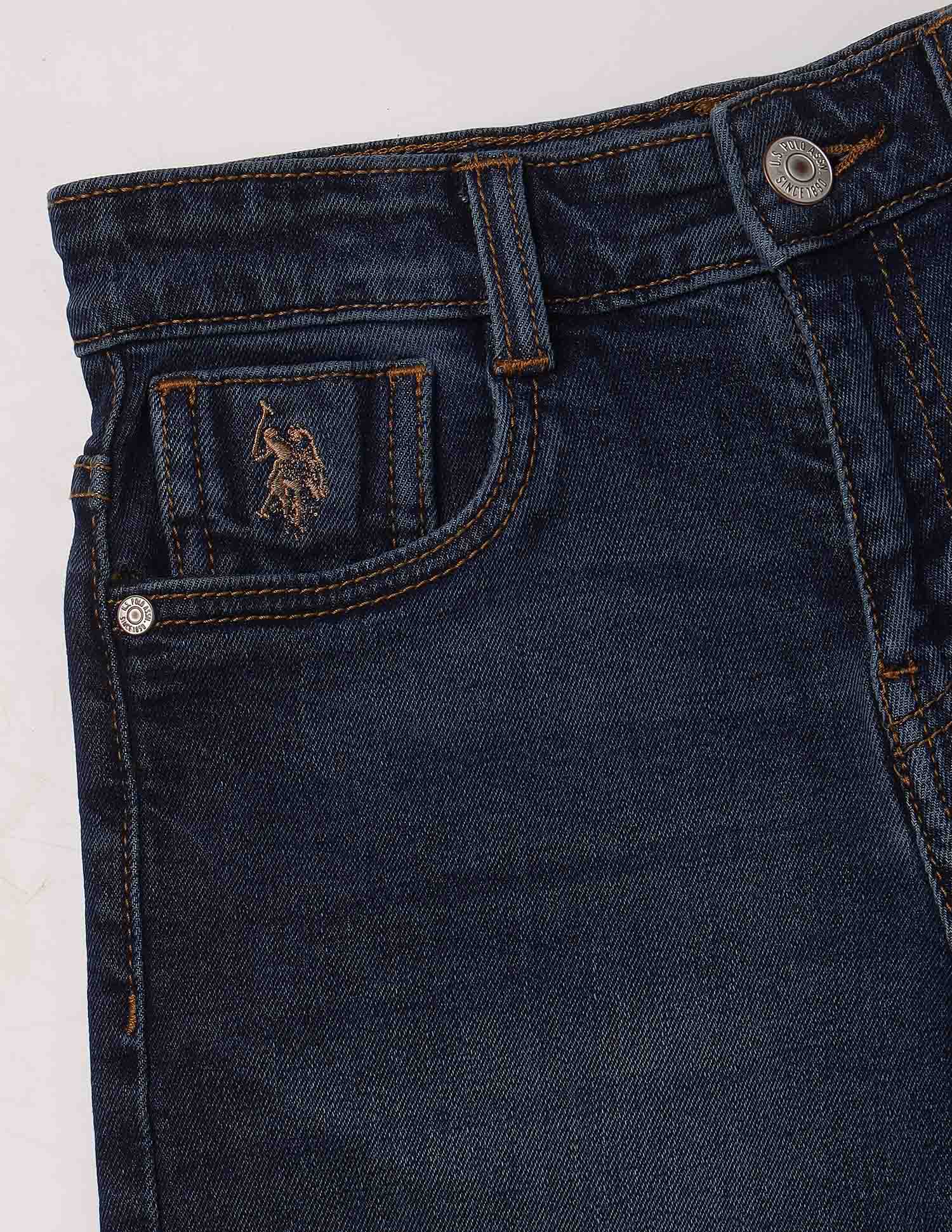 Mid Rise Whiskered Denim Shorts Blue - U.S. Polo Assn. India | Large