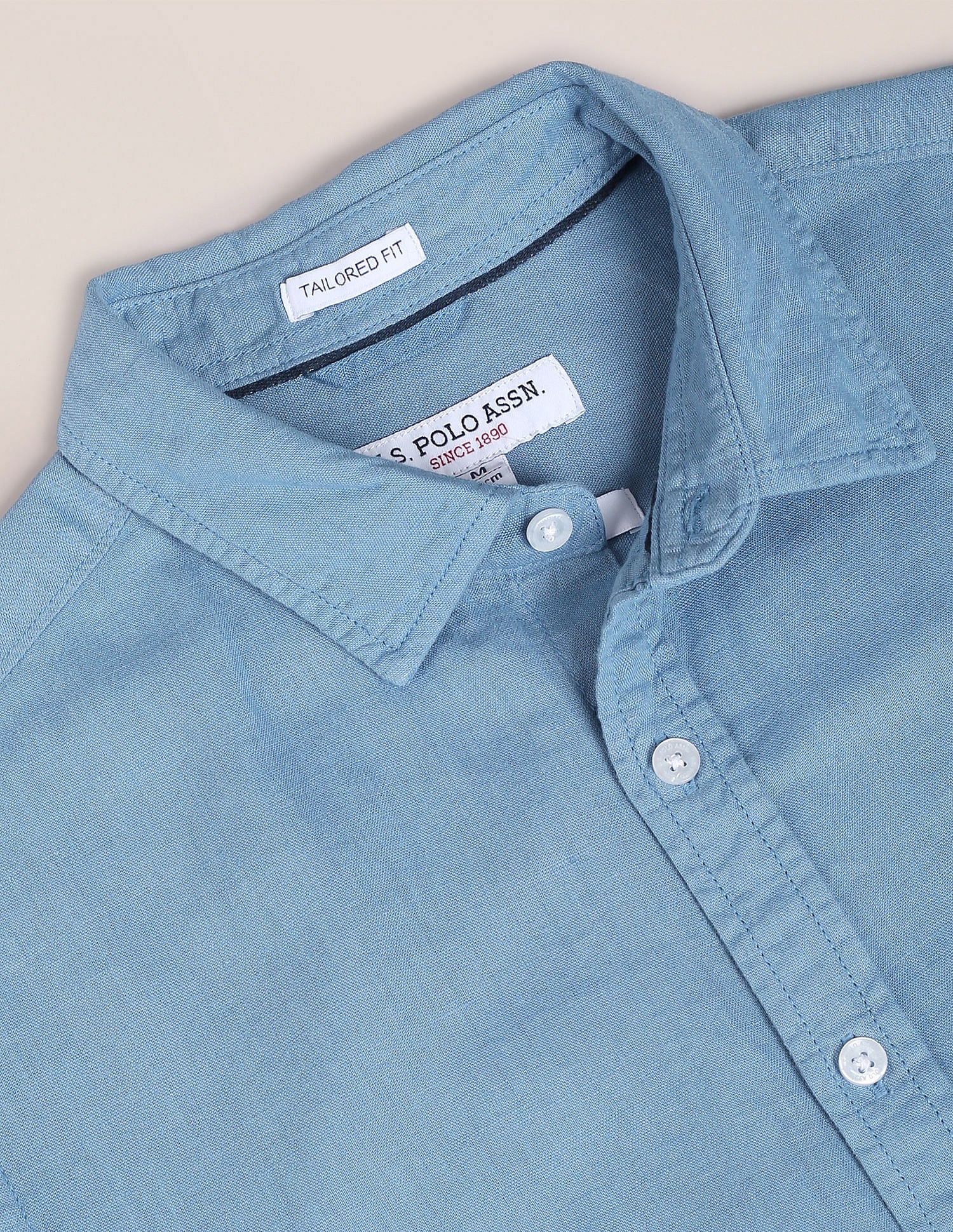 Linen Tailored Fit Shirt Blue - U.S. POLO ASSN. | Large