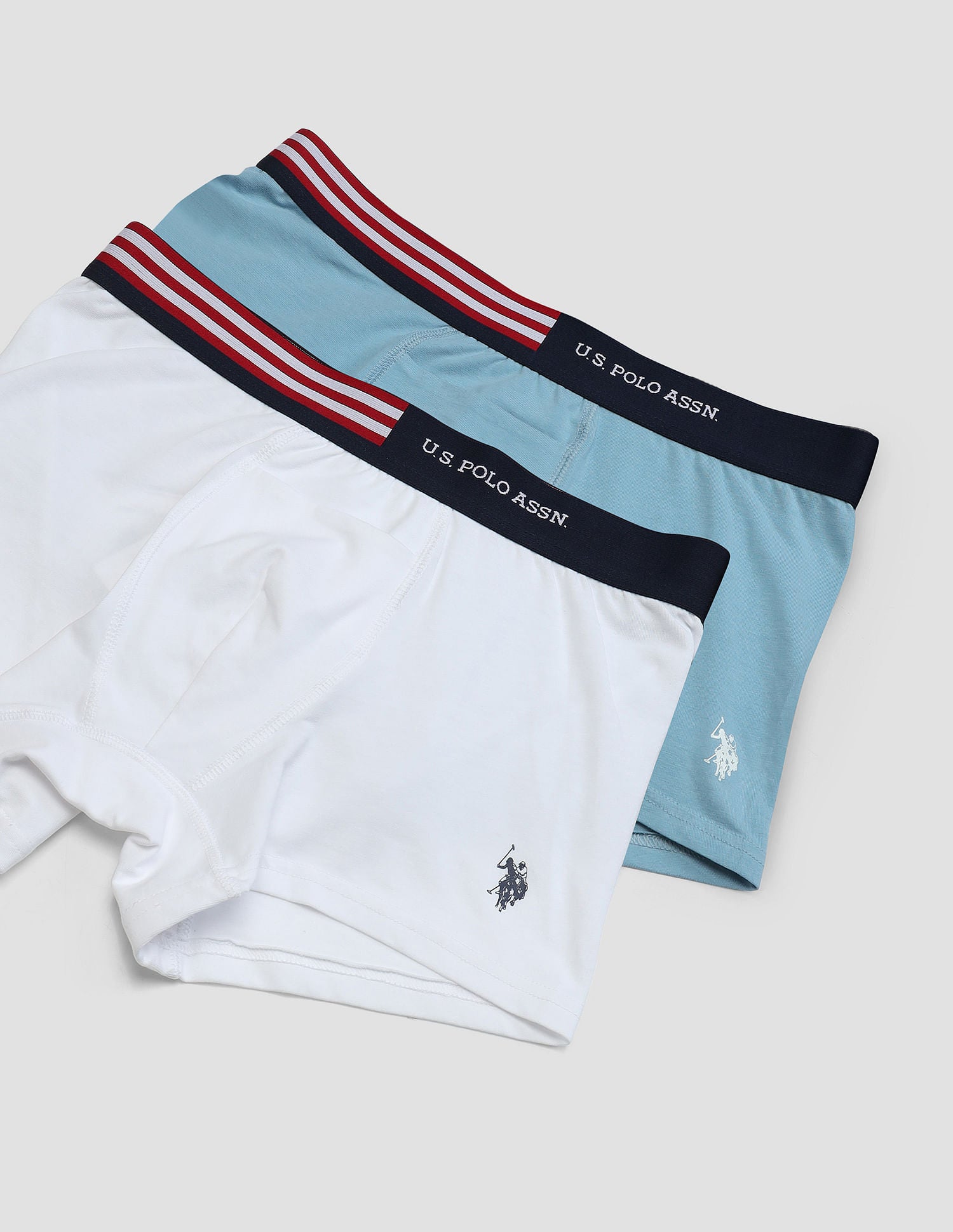 Flag Elastic Antibacterial OET06 Trunks - Pack Of 2 White and Blue - U.S. POLO ASSN. | Large