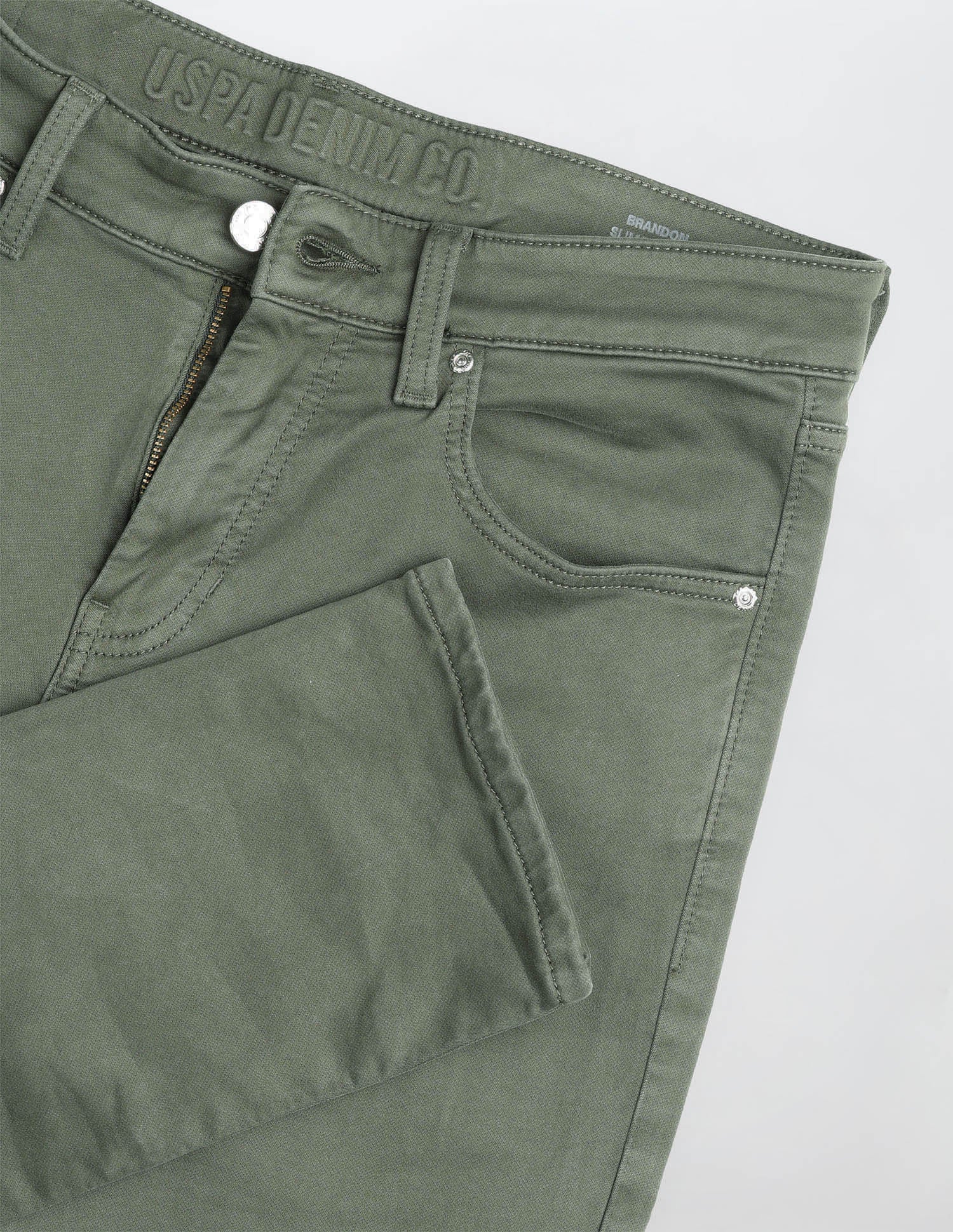 Brandon Slim Tapered Fit Green Jeans Olive - U.S. Polo Assn. India | Large