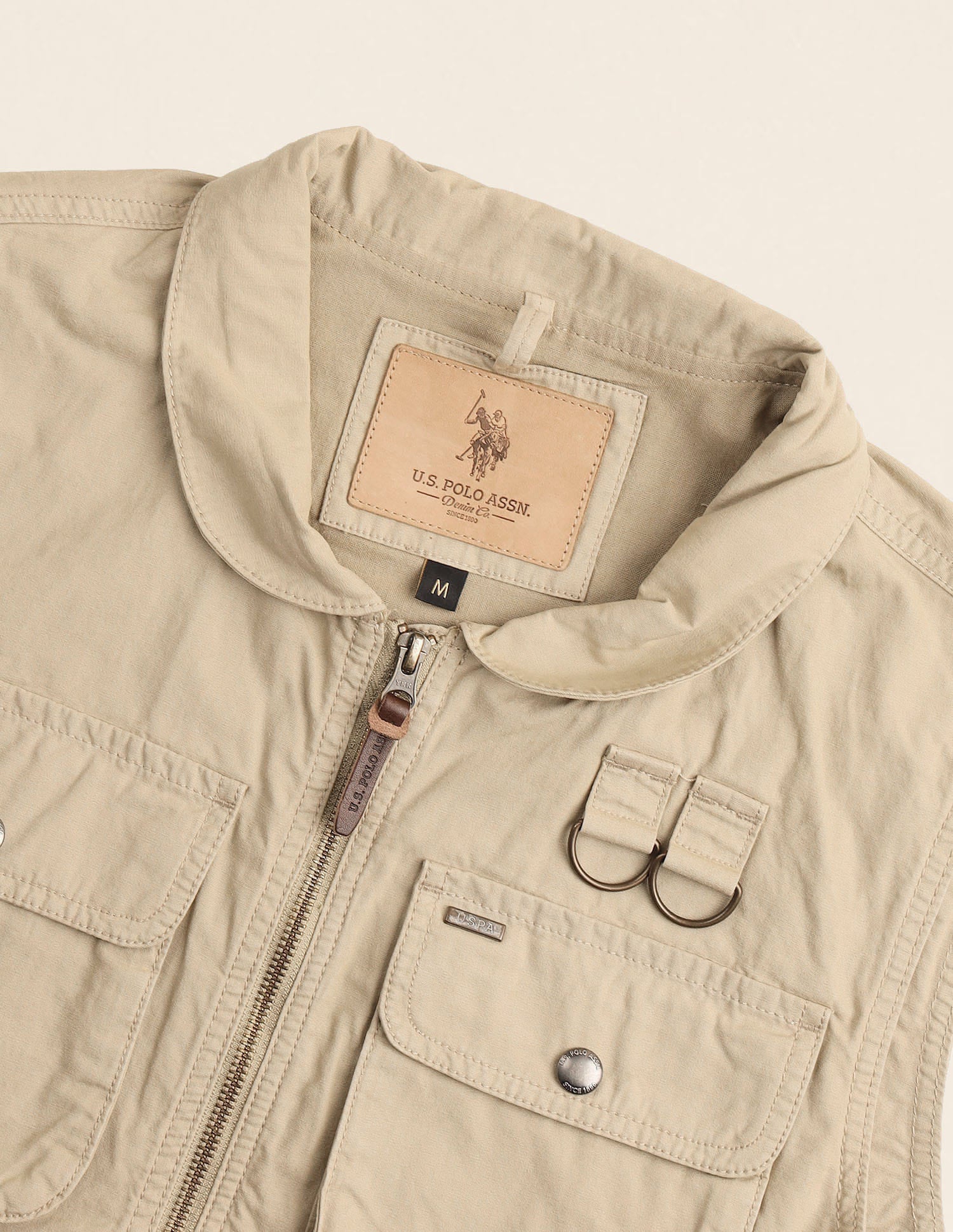 Solid Regular Fit Jacket Khaki - U.S. Polo Assn. India | Large