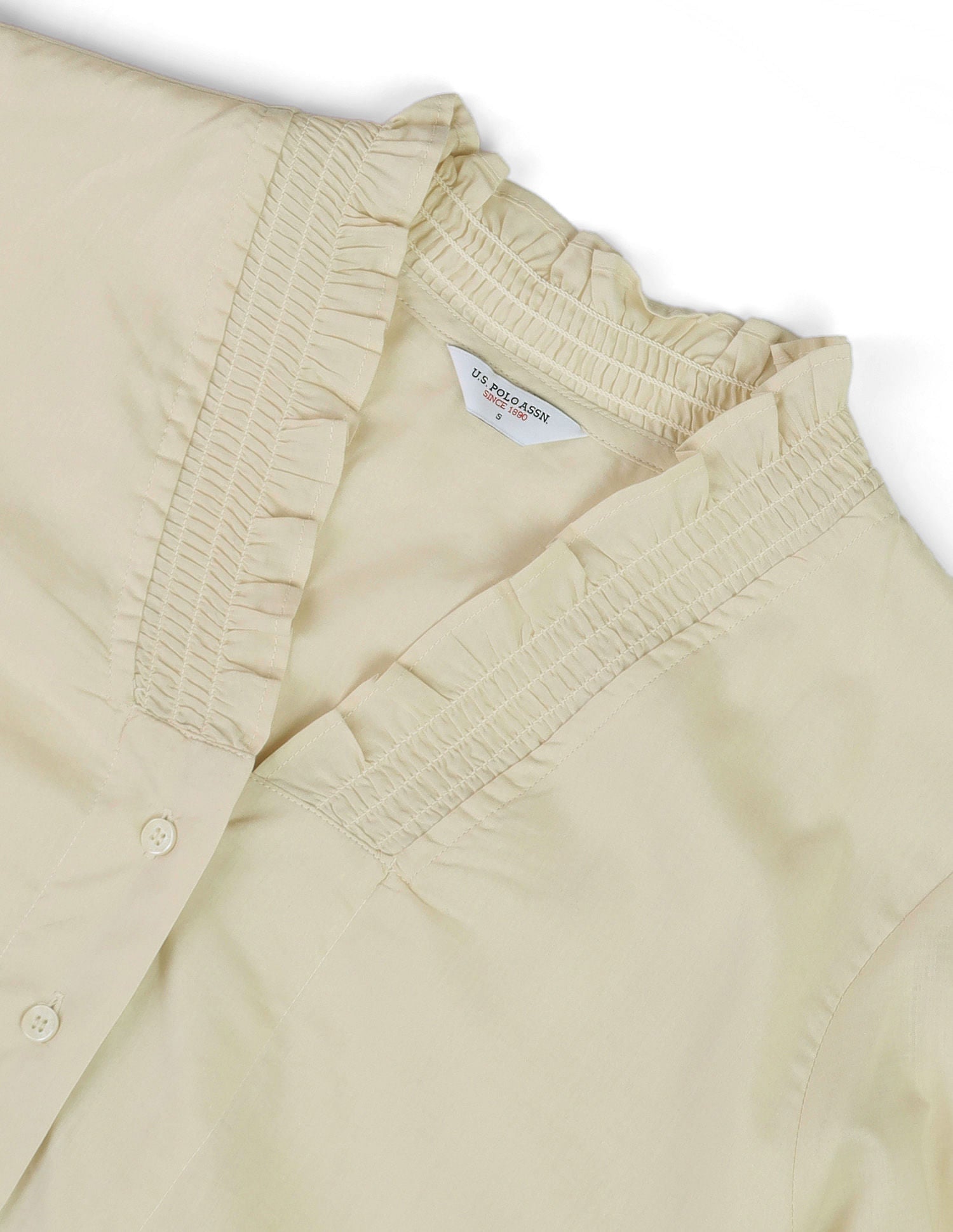 Ruffled V-Neck Cotton Top Black - U.S. POLO ASSN. | Large