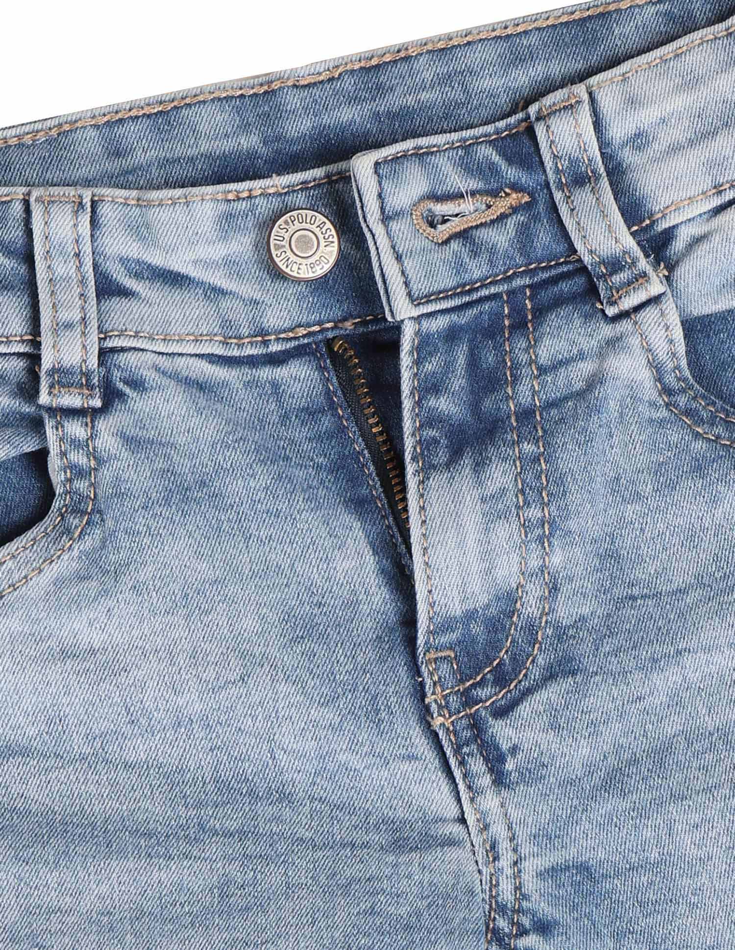 Boys Stone Washed Relaxed Fit Jeans Light Blue - U.S. POLO ASSN. | Large