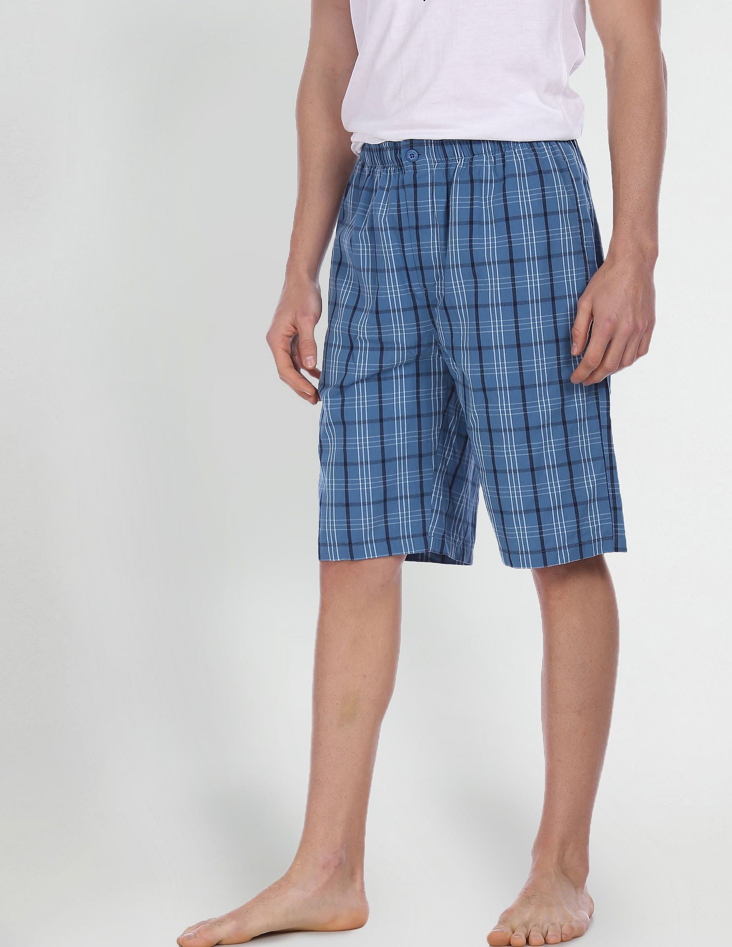 Pure Cotton Checked I692 Bermudas - Pack Of 1 Light Blue - U.S. POLO ASSN. | Large