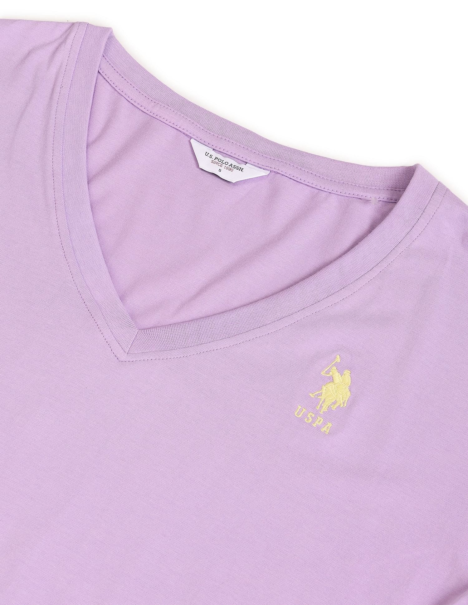 V-Neck Long Sleeve Cotton Top Lavender - U.S. Polo Assn. India | Large